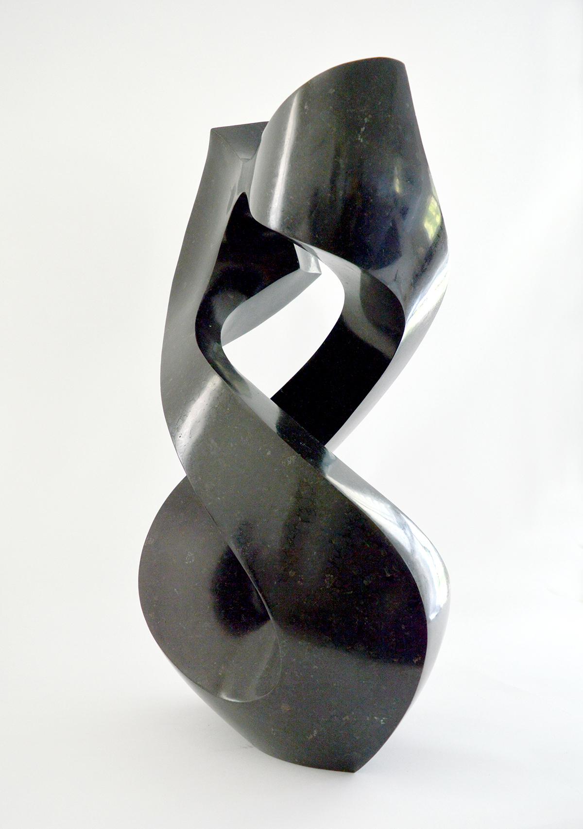 Halcyon Black 9/50 - dark, smooth, polished, abstract, black granite sculpture - Contemporary Sculpture by Jeremy Guy