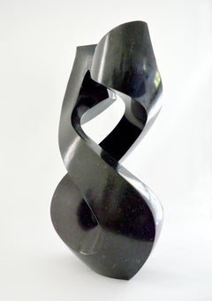 Halcyon Black 9/50 - dark, smooth, polished, abstract, black granite sculpture