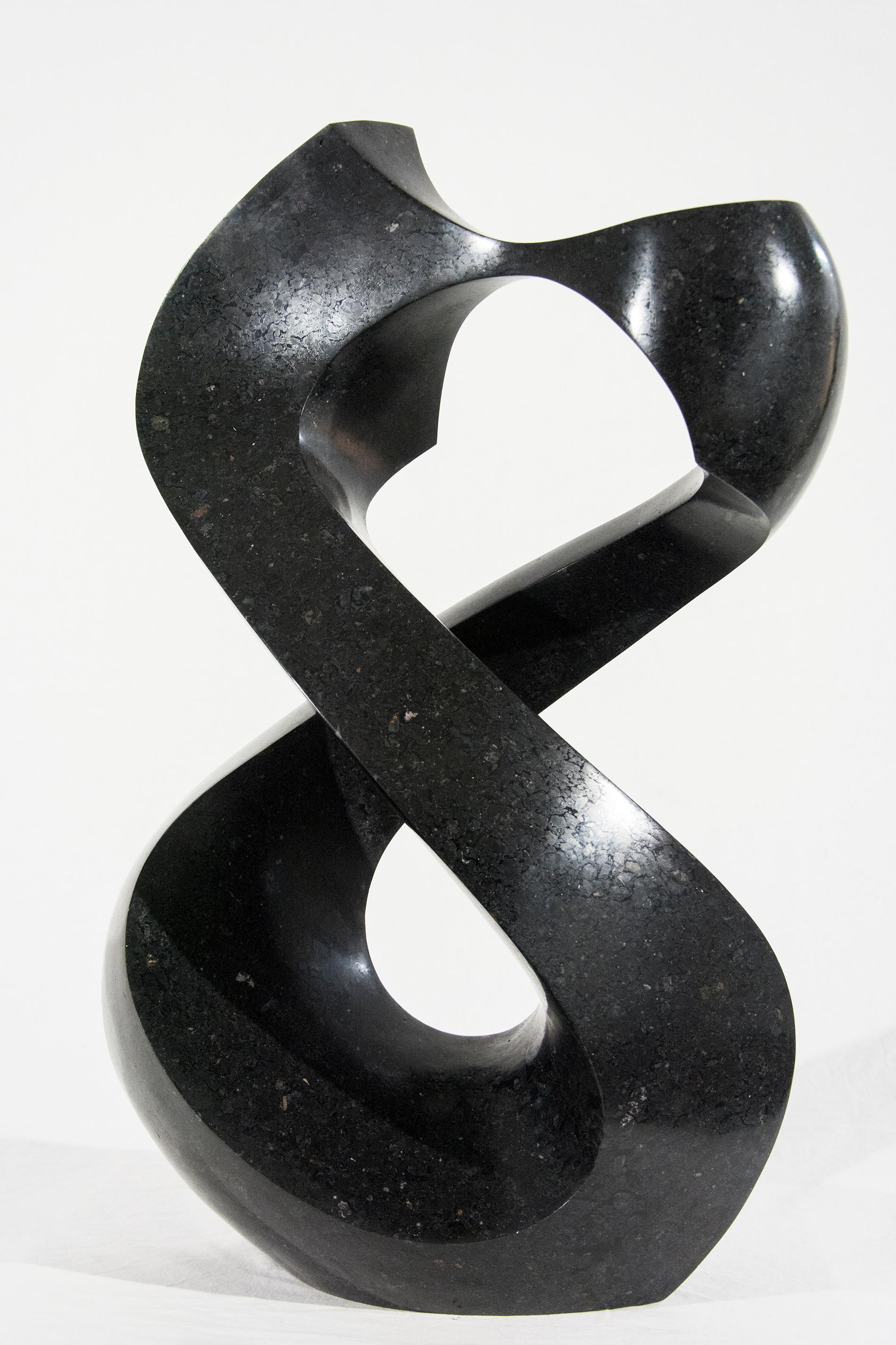 Halcyon Black 9/50 - dark, smooth, polished, abstract, black granite sculpture For Sale 1