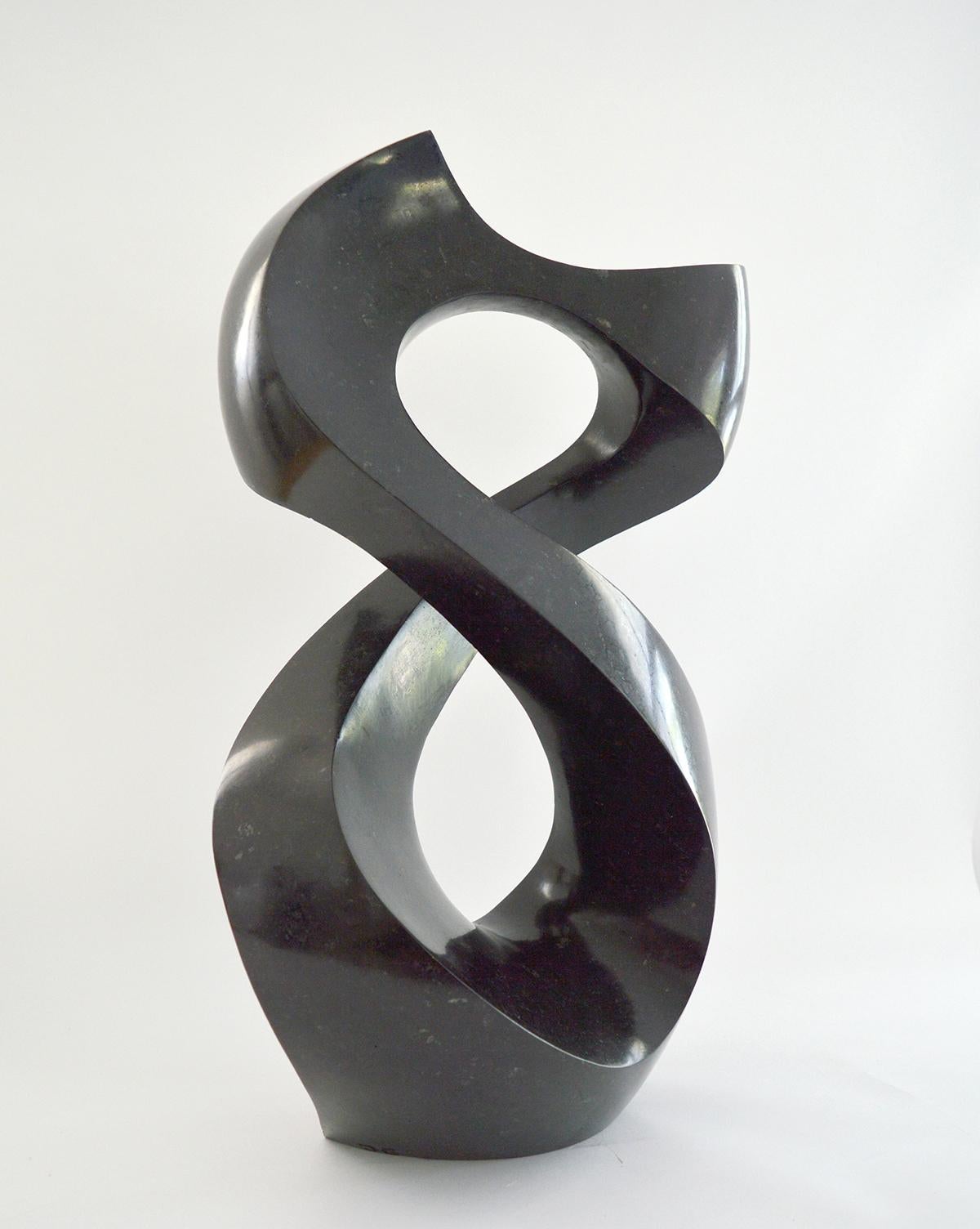 Halcyon Black 9/50 - dark, smooth, polished, abstract, black granite sculpture