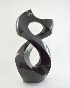 Halcyon Black 9/50 - dark, smooth, polished, abstract, black granite sculpture