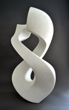Halcyon White 4/50 - smooth, polished, abstract, engineered stone sculpture