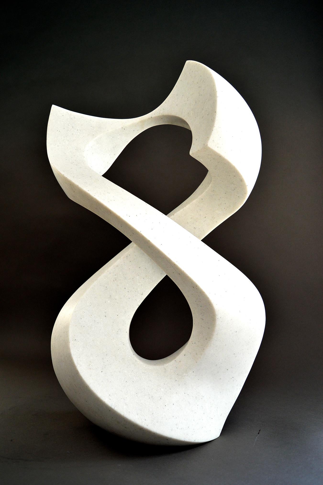 Jeremy Guy Abstract Sculpture - Halcyon White 4/50 - smooth, polished, abstract, engineered stone sculpture