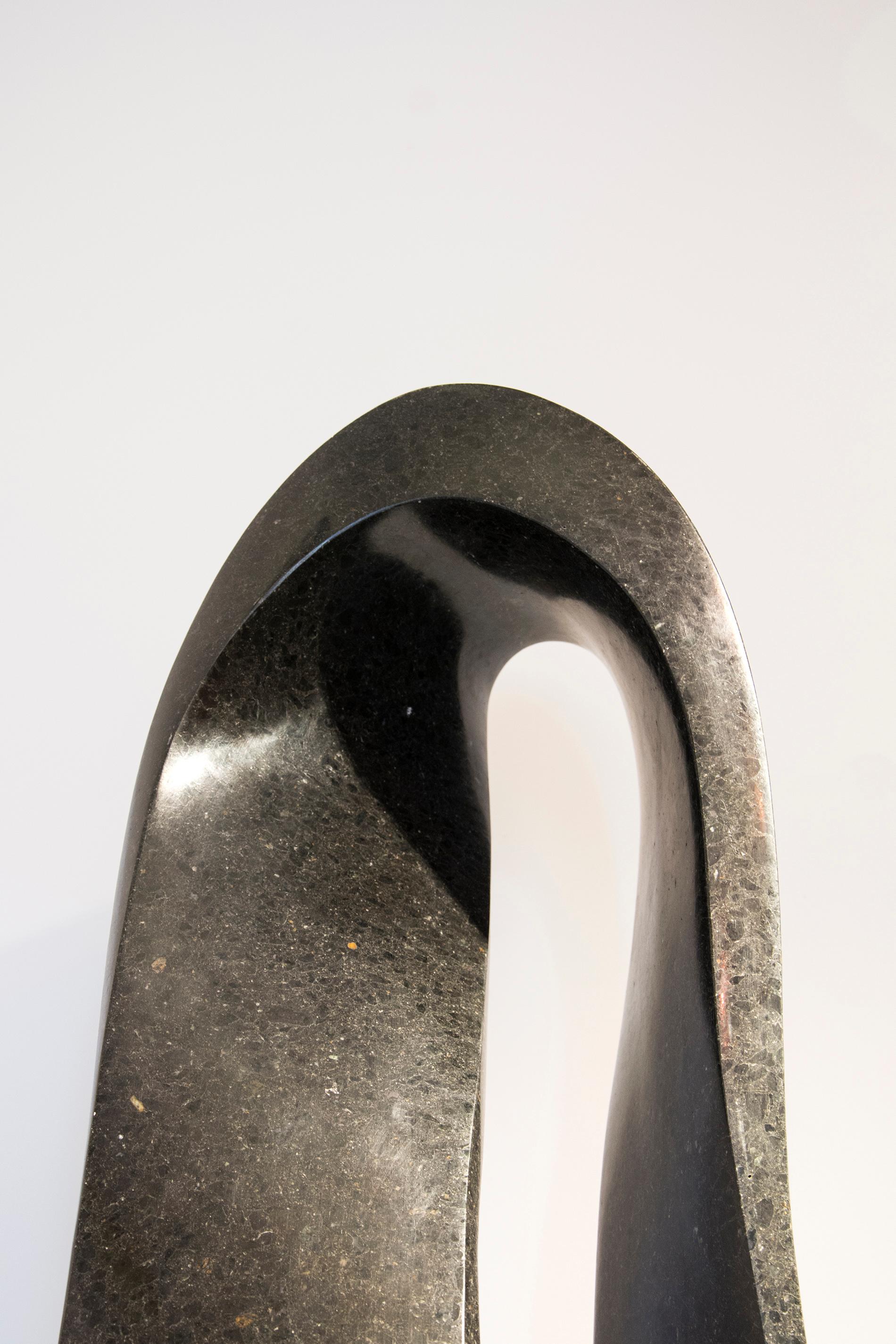 Mobius H3 14/50 - granito negro, liso y elegante, escultura abstracta sobre zócalo en venta 4