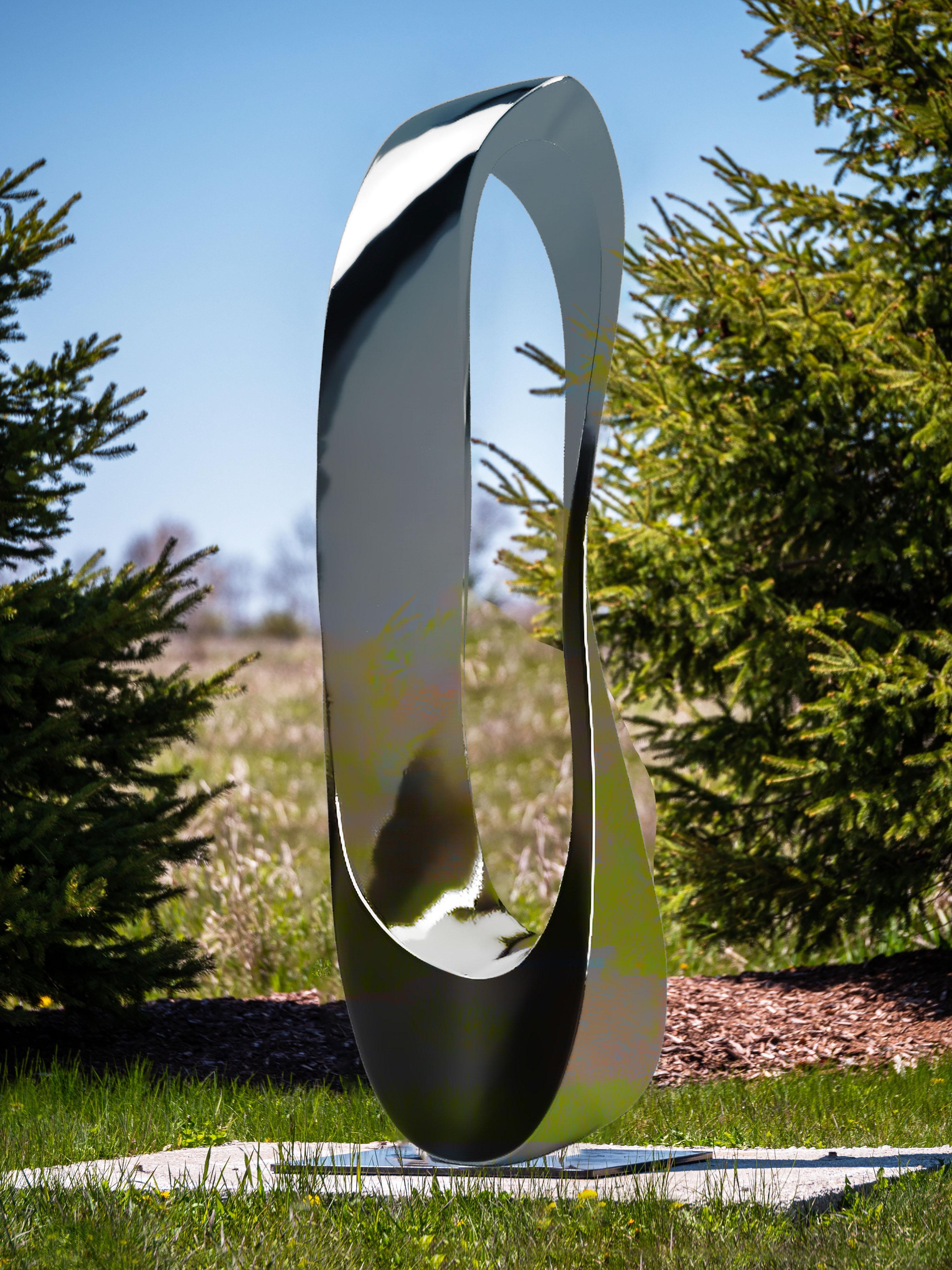 Mobius H6 22/50 - large, smooth, black granite, outdoor, abstract, sculpture For Sale 7