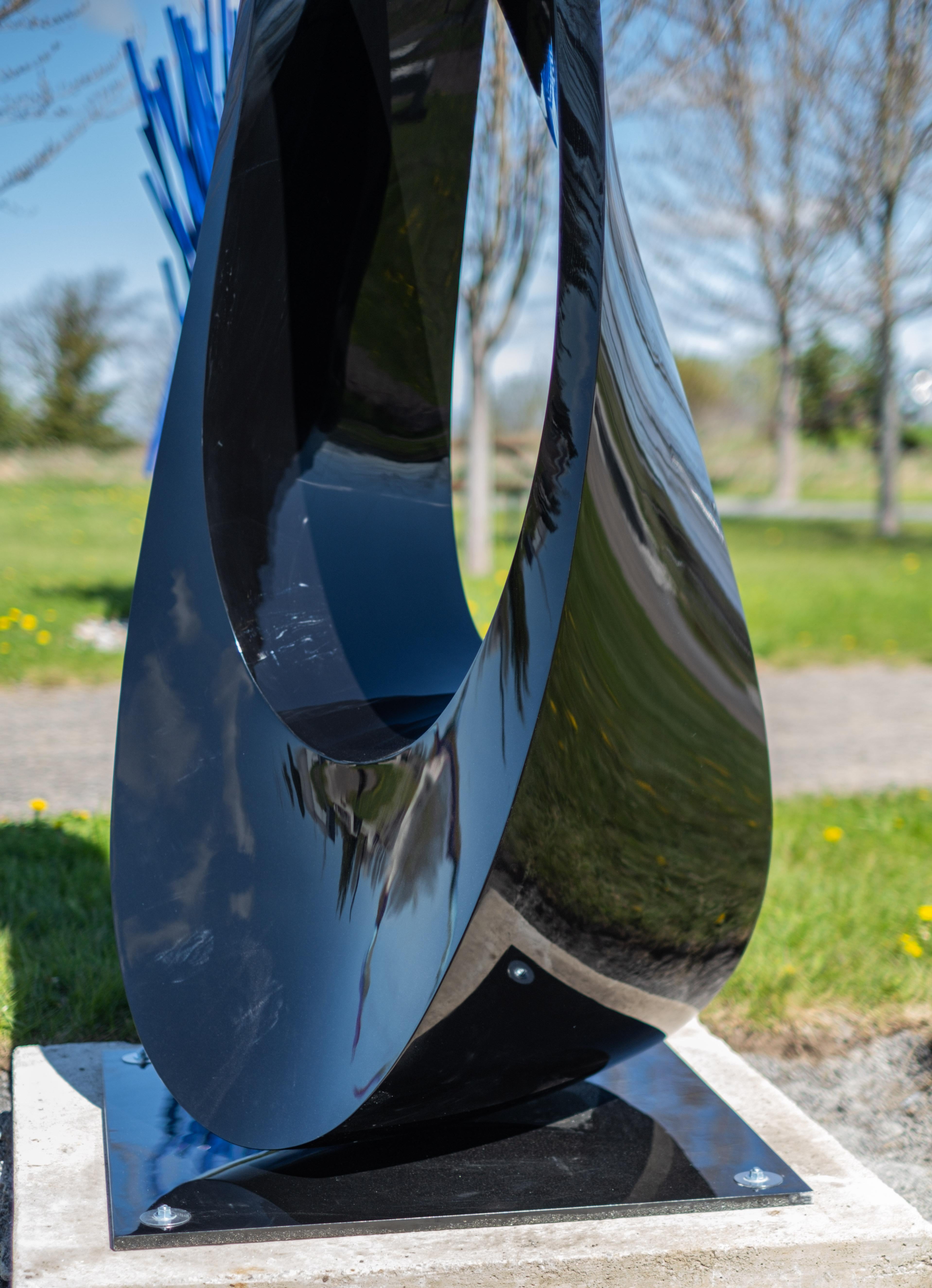 Mobius H8 Painted Black Stainless Steel - contemporary, abstract, sculpture For Sale 2