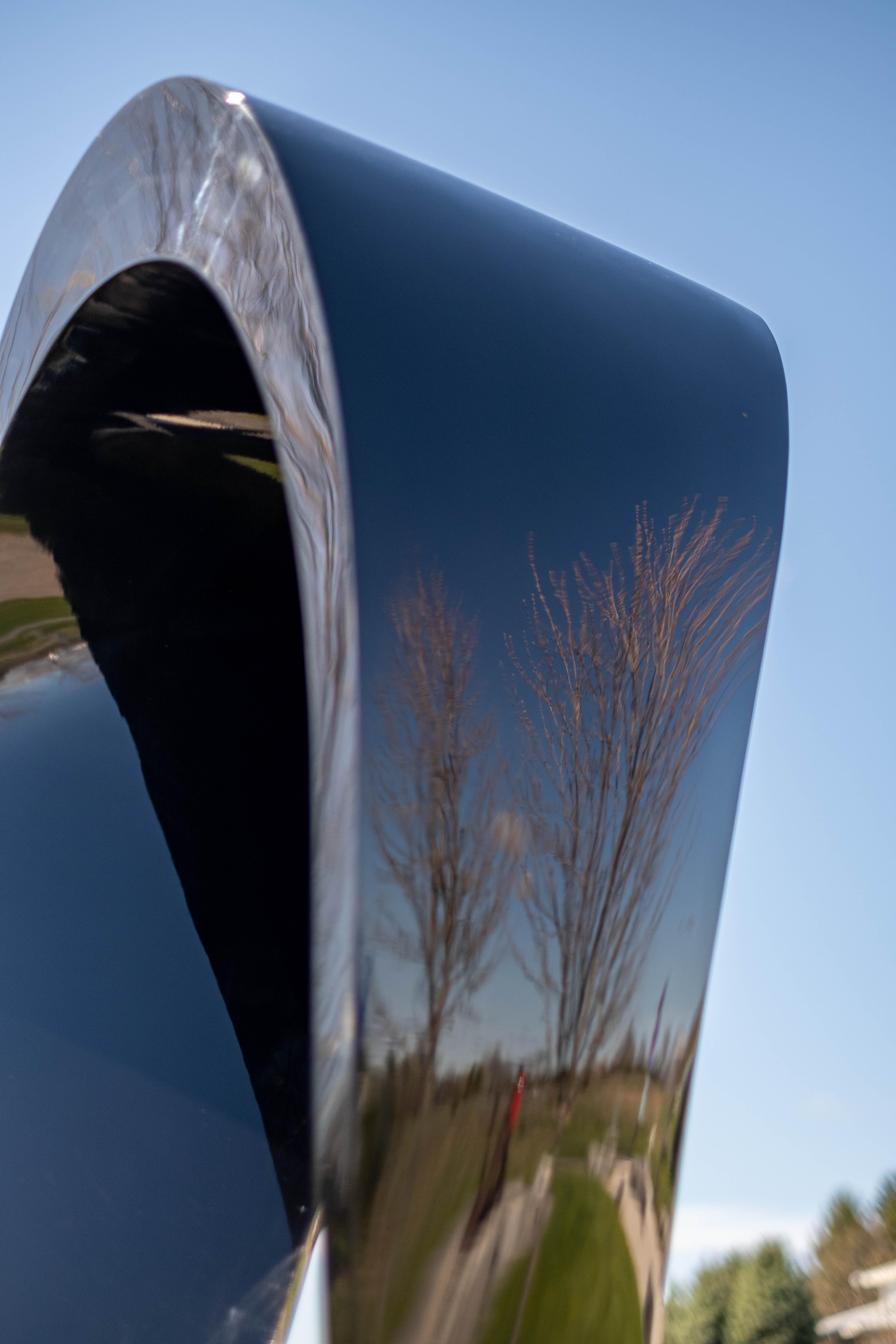 Mobius H8 peint en acier inoxydable noir - contemporain, abstrait, sculpture en vente 5