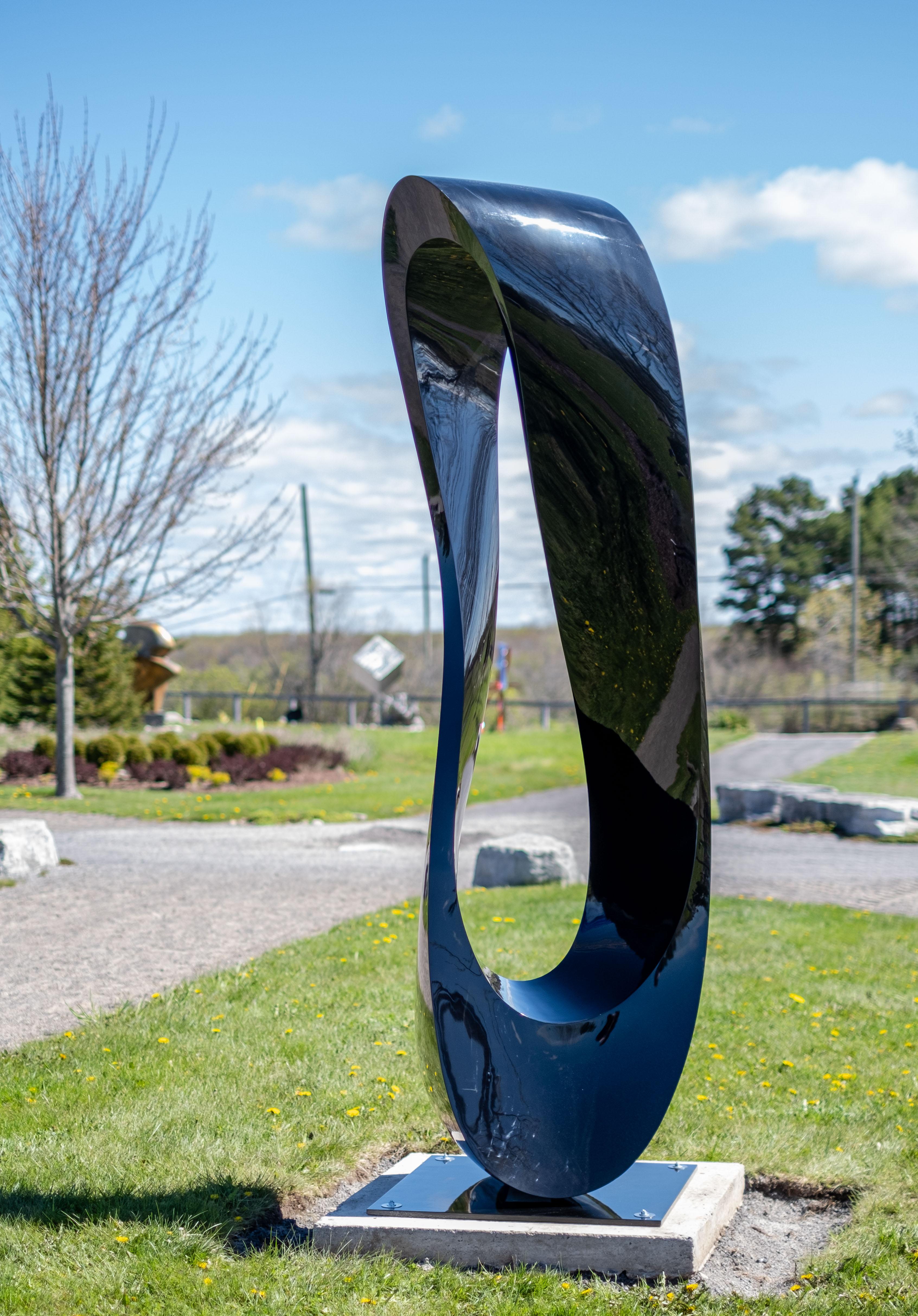 Mobius H8 peint en acier inoxydable noir - contemporain, abstrait, sculpture en vente 6