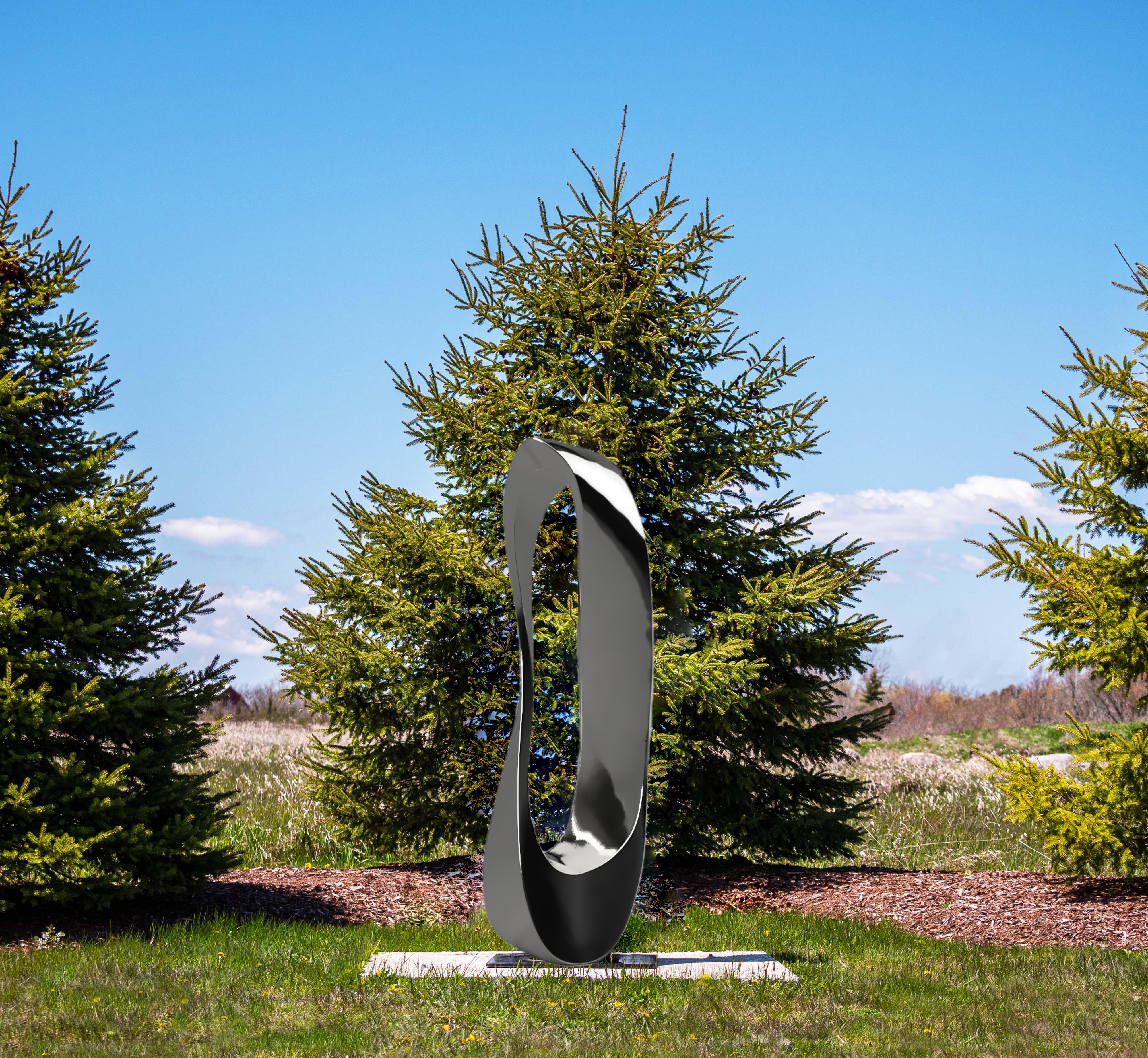 Mobius H9 SS 2/50 - large, abstract, polished stainless steel, outdoor sculpture For Sale 3