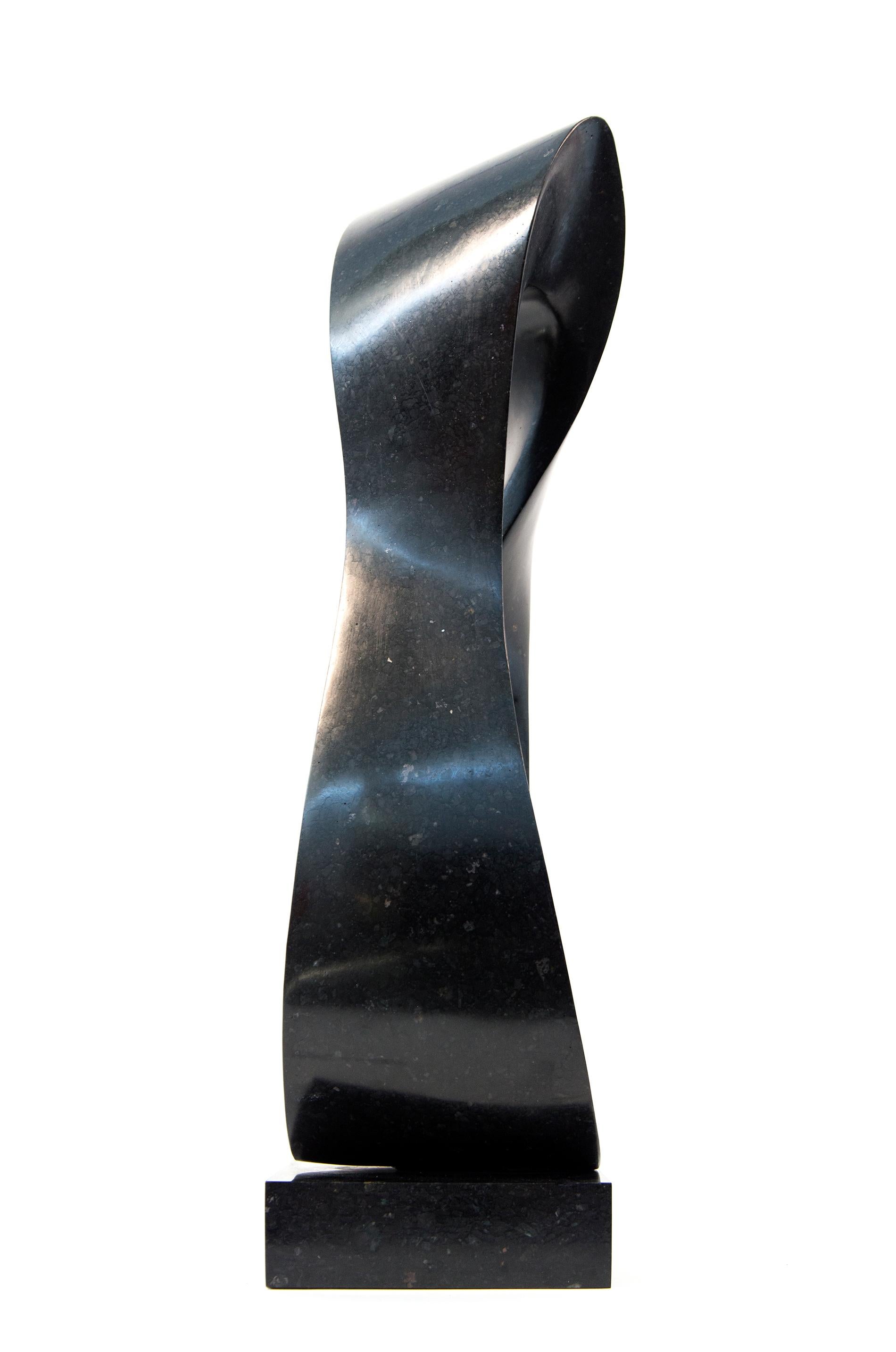 Mobius Minor 1/50 - dark, smooth, polished, abstract, black granite sculpture For Sale 6