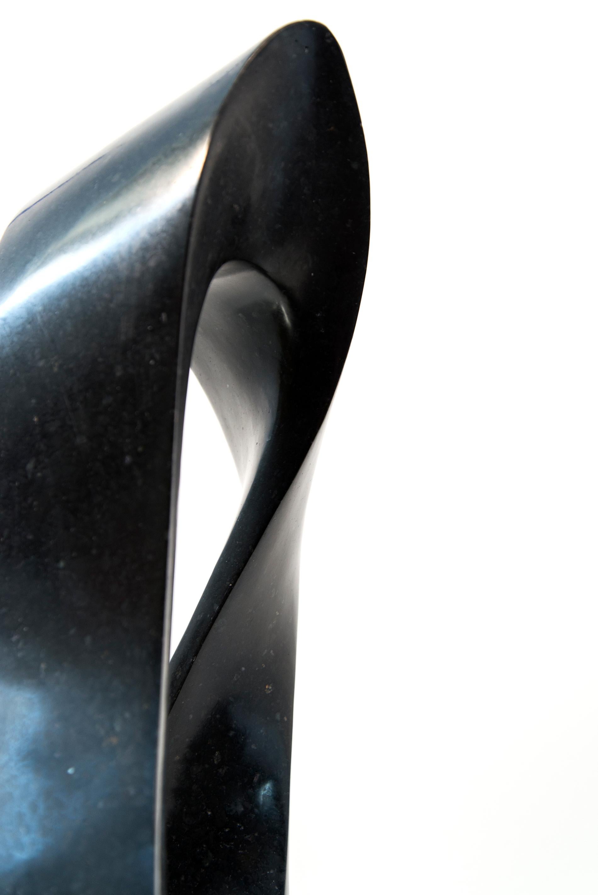 Mobius Minor 1/50 - dark, smooth, polished, abstract, black granite sculpture - Contemporary Sculpture by Jeremy Guy