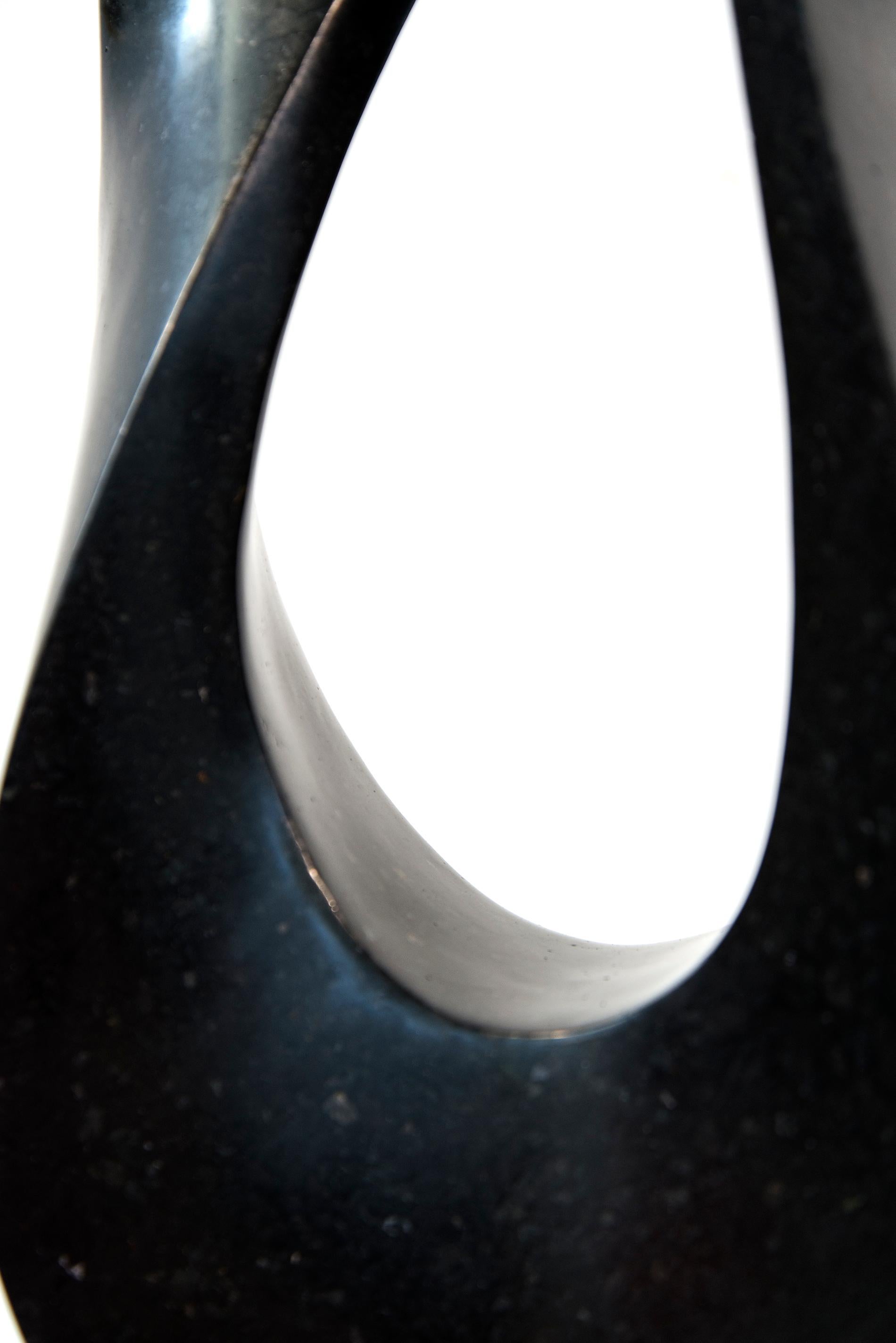 Mobius Minor 1/50 - dark, smooth, polished, abstract, black granite sculpture - Black Abstract Sculpture by Jeremy Guy