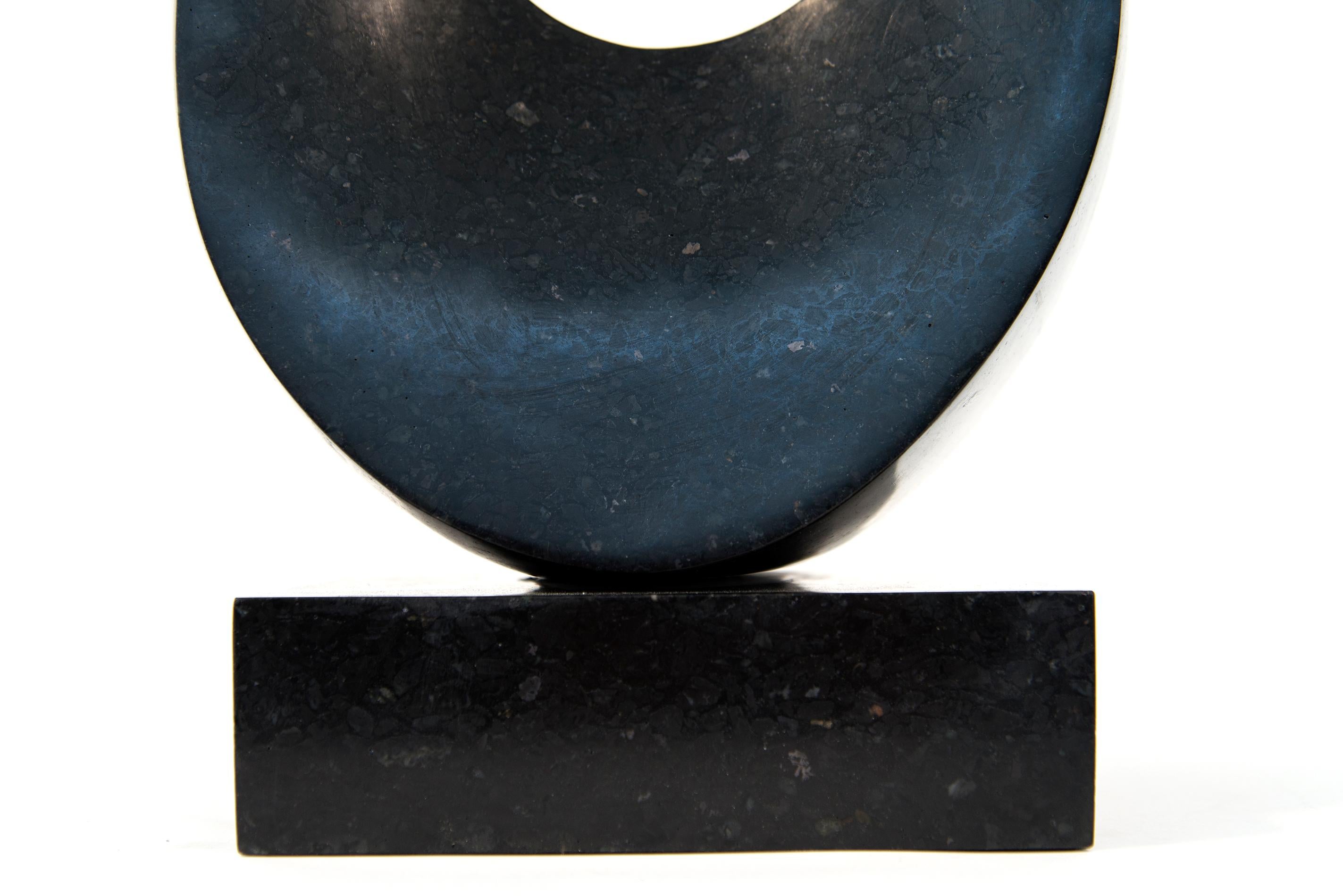 Mobius Minor 1/50 - dark, smooth, polished, abstract, black granite sculpture For Sale 1