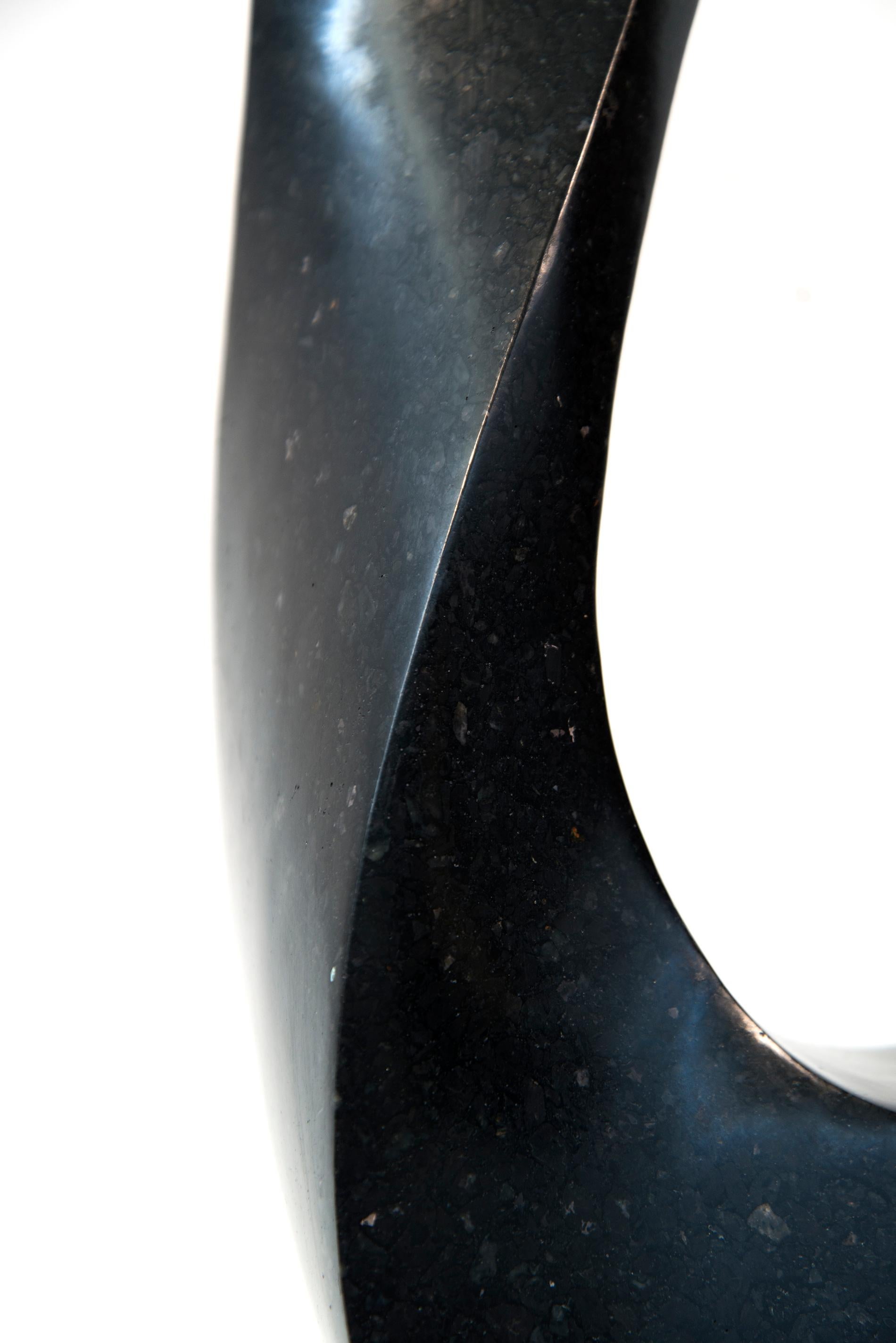 Mobius Minor 1/50 - dark, smooth, polished, abstract, black granite sculpture For Sale 2