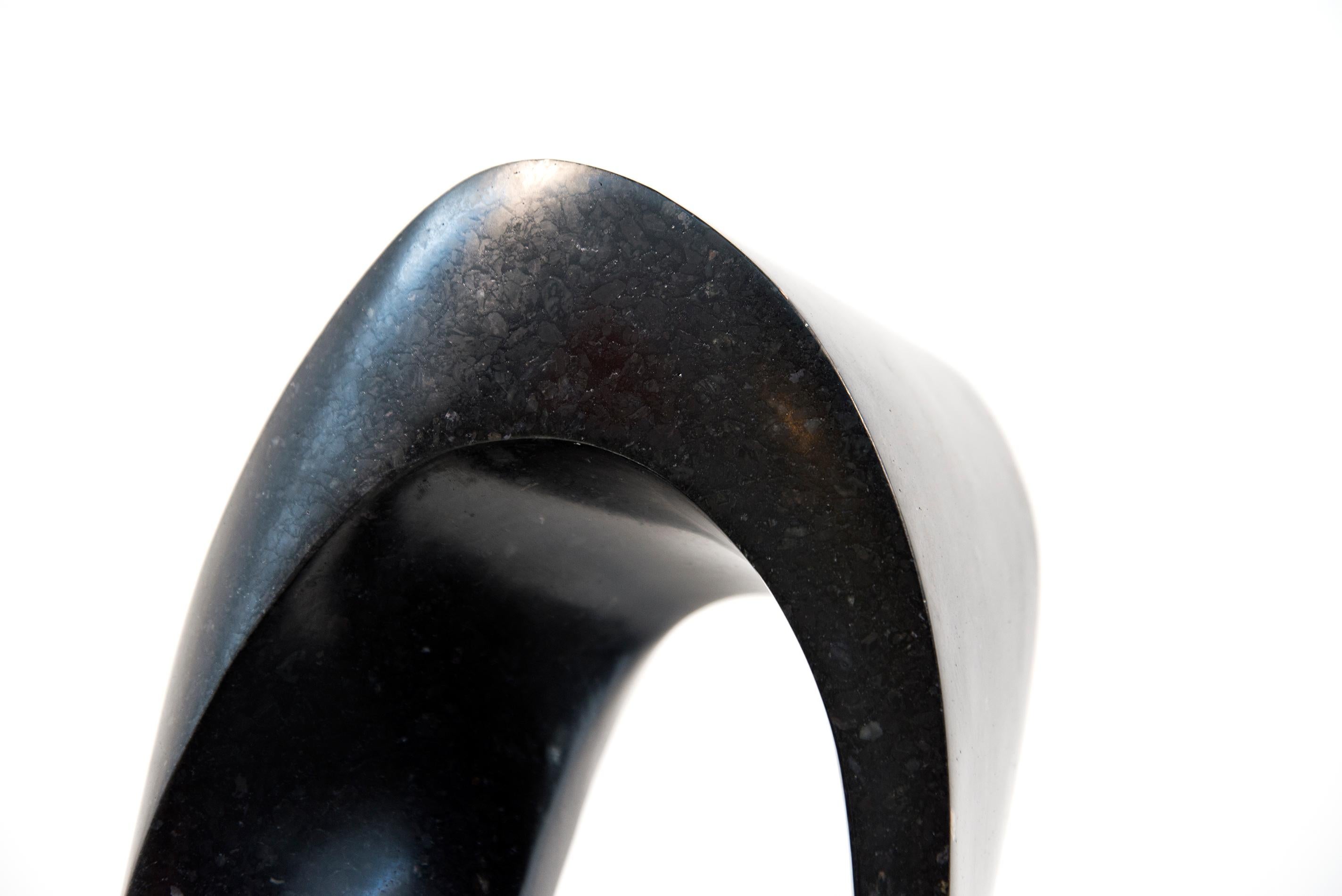 Mobius Minor 1/50 - dark, smooth, polished, abstract, black granite sculpture For Sale 2