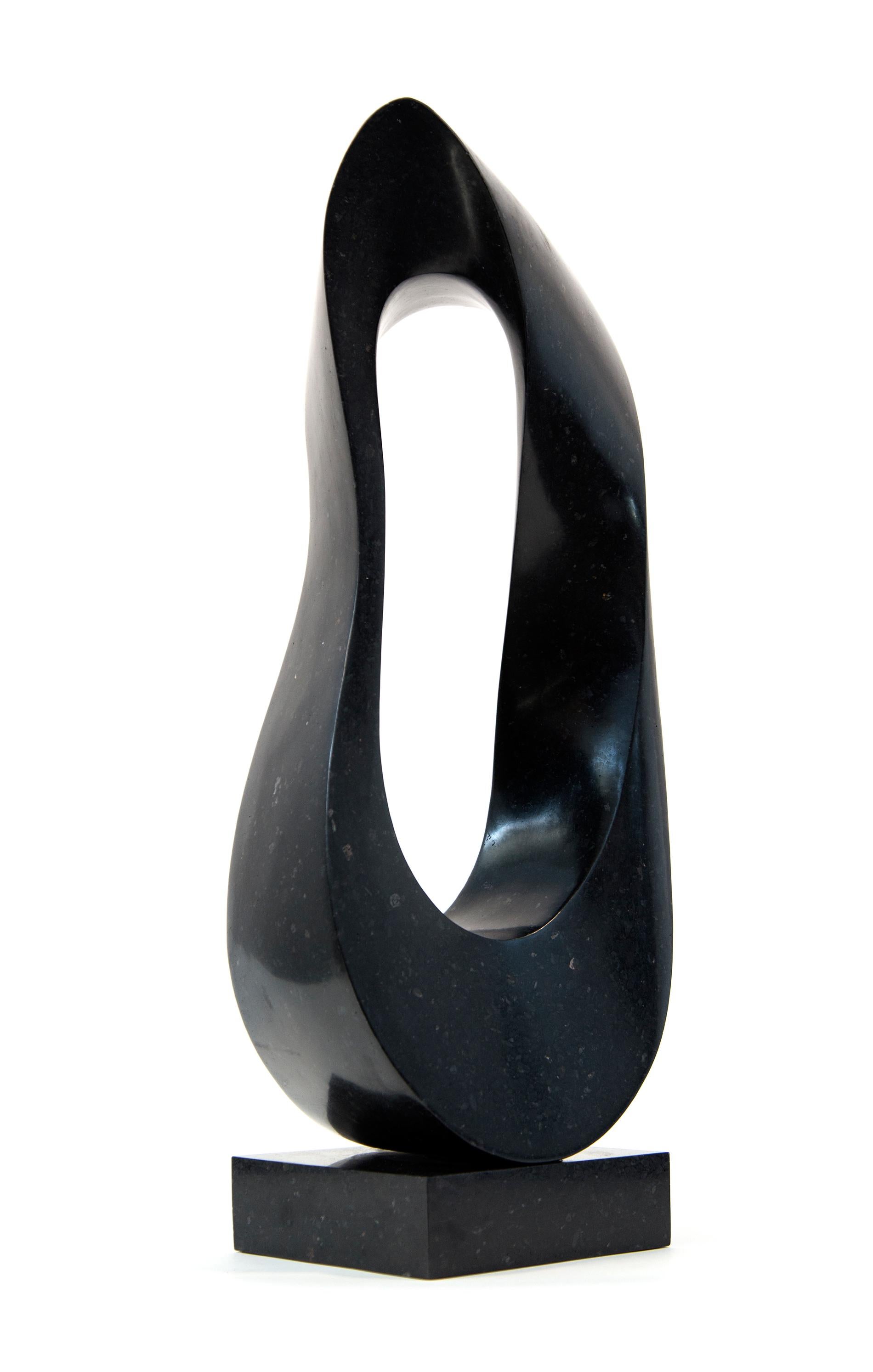 Jeremy Guy Abstract Sculpture - Mobius Minor 1/50 - dark, smooth, polished, abstract, black granite sculpture