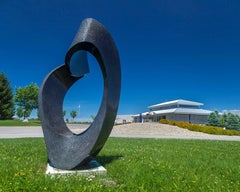 Murmuration - Large scale, smooth and polished, black granite outdoor sculpture