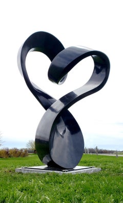 Overture - large, smooth, engineered black granite, outdoor, abstract, sculpture