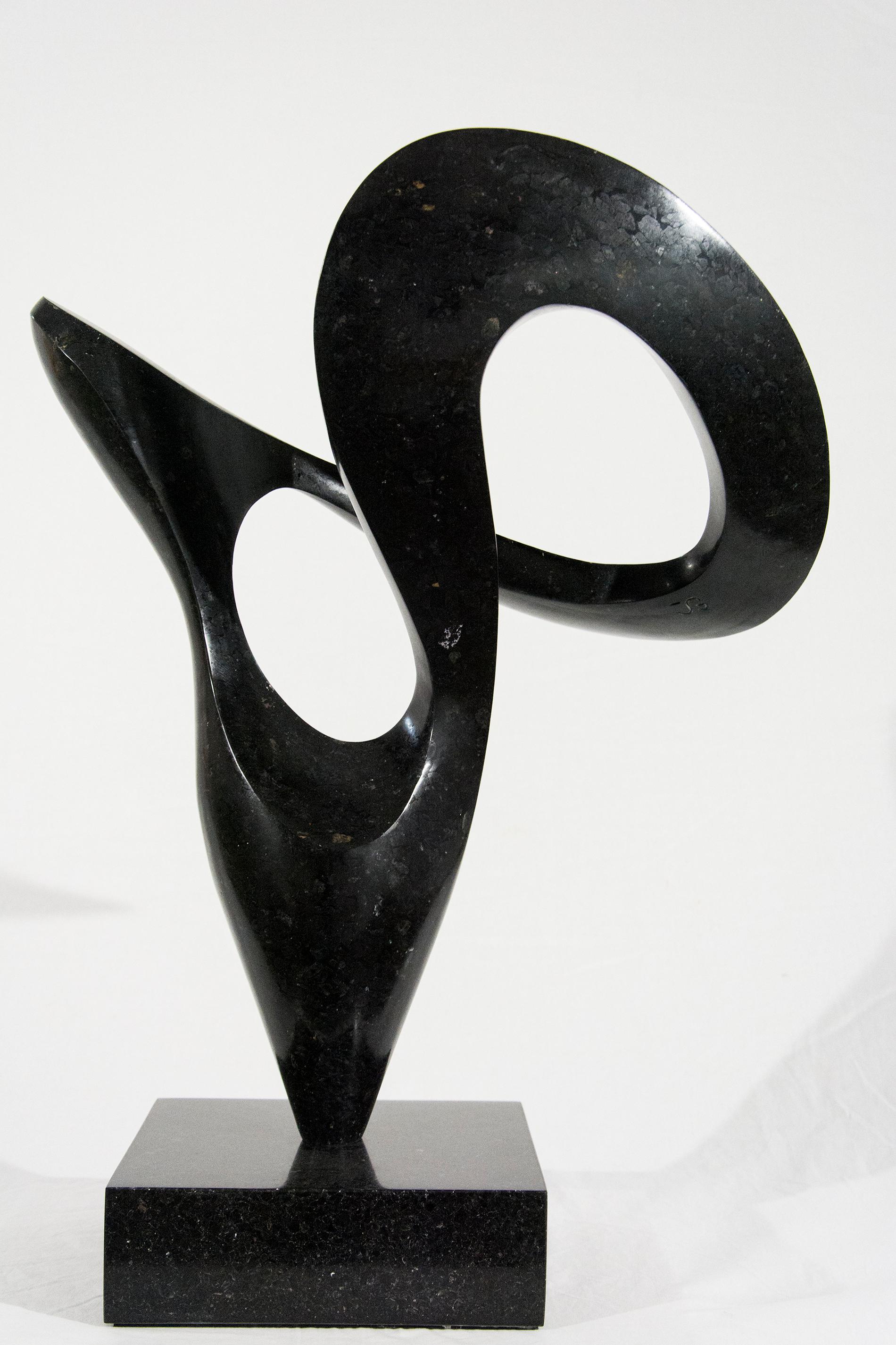Pirouette 18/50 - smooth, black, granite, indoor/outdoor, abstract sculpture - Sculpture by Jeremy Guy