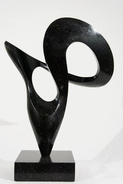 Pirouette 18/50 - smooth, black, granite, indoor/outdoor, abstract sculpture