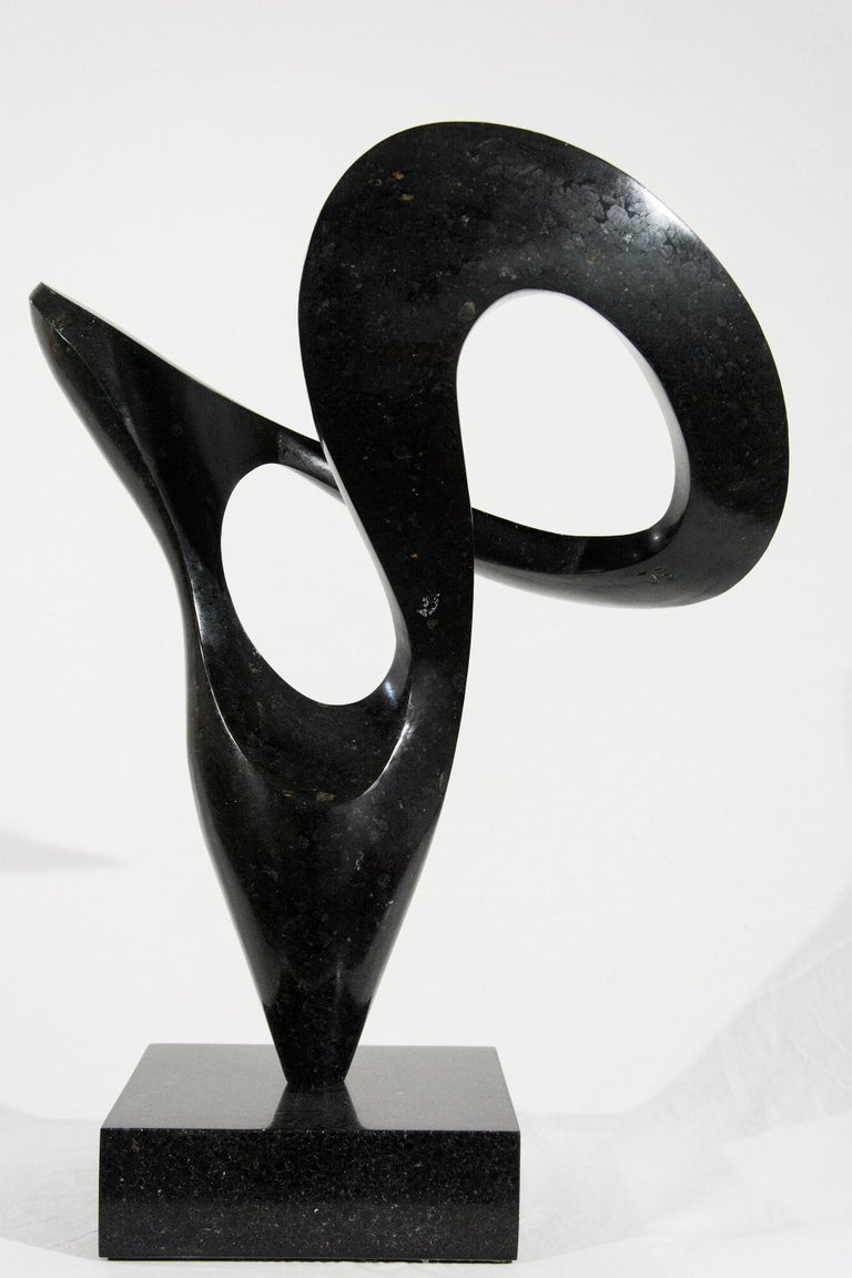 Pirouette 17/50 - smooth, black, granite, indoor/outdoor, abstract sculpture - Contemporary Art by Jeremy Guy
