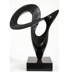 Pirouette 17/50 - smooth, black, granite, indoor/outdoor, abstract sculpture