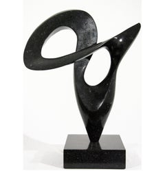 Pirouette 19/50 - liscia, nera, in granito, per interni/esterni, scultura astratta