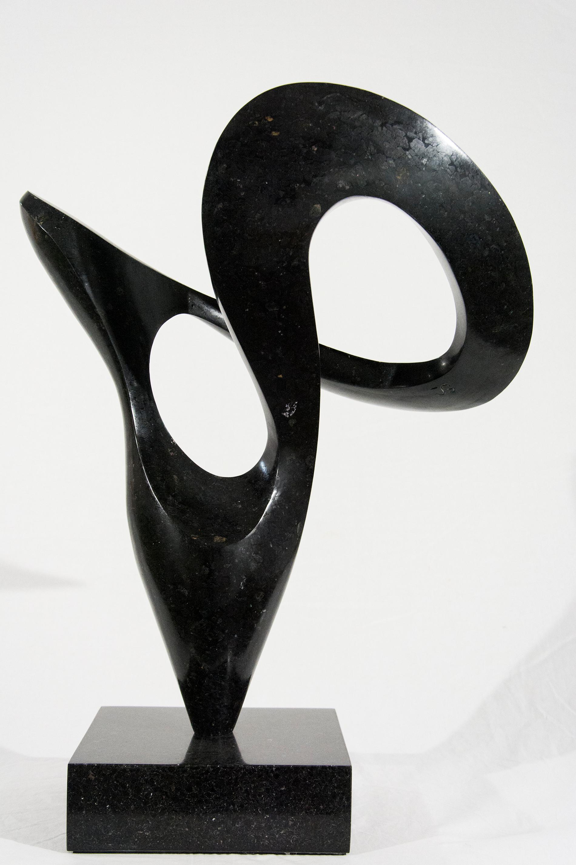 Pirouette 20/50 - smooth, black, granite, indoor/outdoor, abstract sculpture - Sculpture by Jeremy Guy