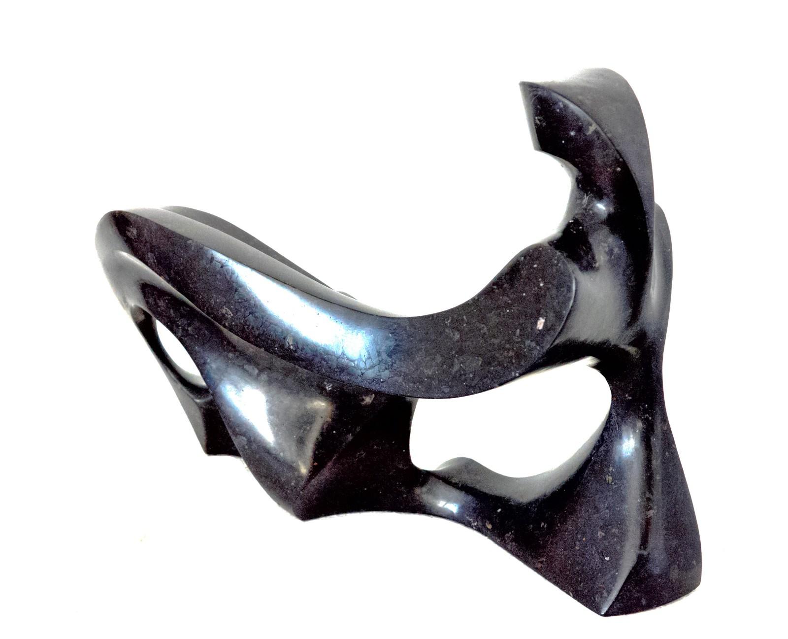 Repose 5/50 - smooth, black granite, figurative, tabletop sculpture - Sculpture by Jeremy Guy