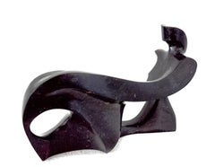 Repose 6/50 - smooth, black granite, figurative, tabletop sculpture