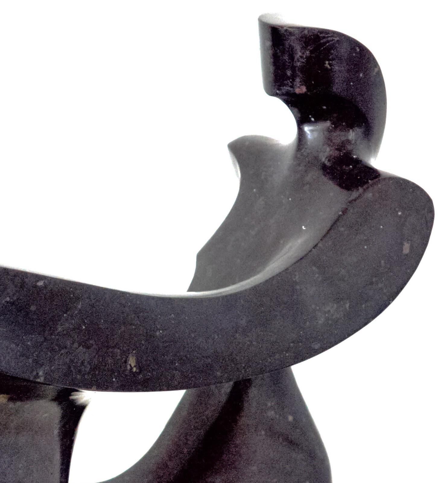 Repose 6/50 - smooth, black granite, figurative, tabletop sculpture For Sale 1