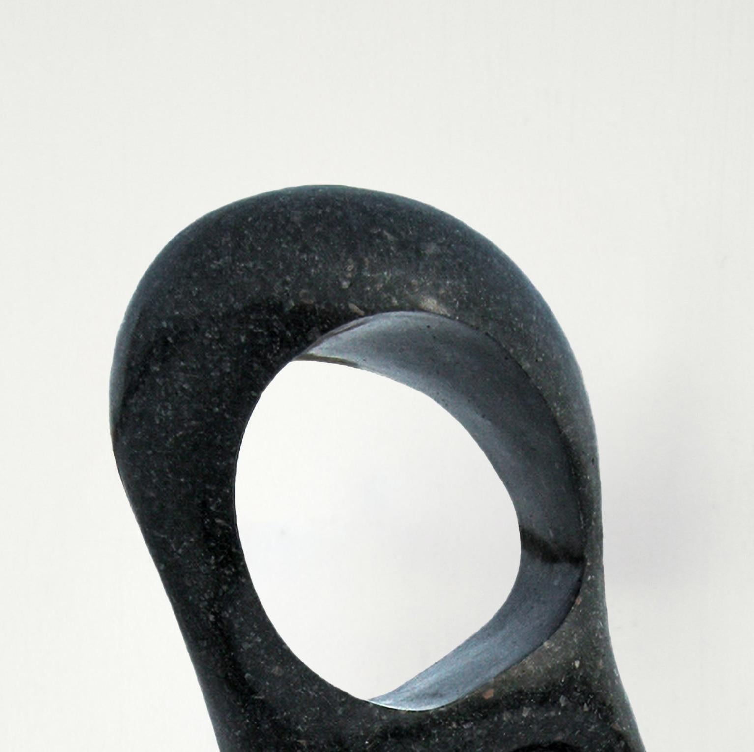 Rise 4/50 - escultura oscura, lisa, pulida, abstracta, de granito negro en venta 2