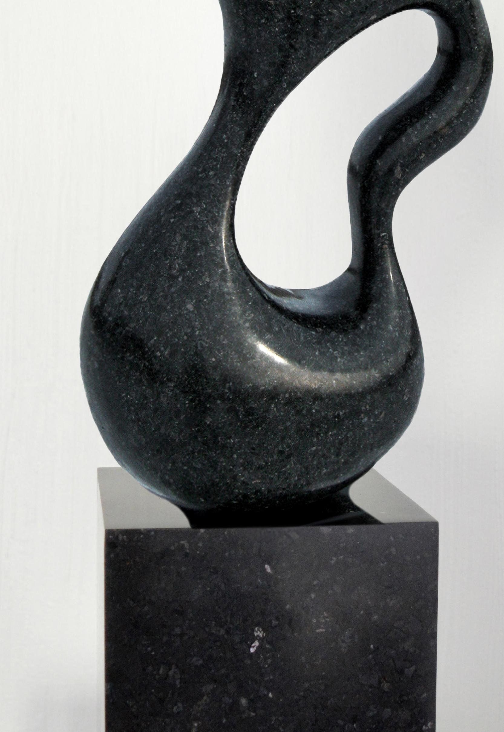 Rise 4/50 - escultura oscura, lisa, pulida, abstracta, de granito negro en venta 3