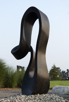 Signature No 4 - large, smooth, black granite, outdoor, abstract, sculpture