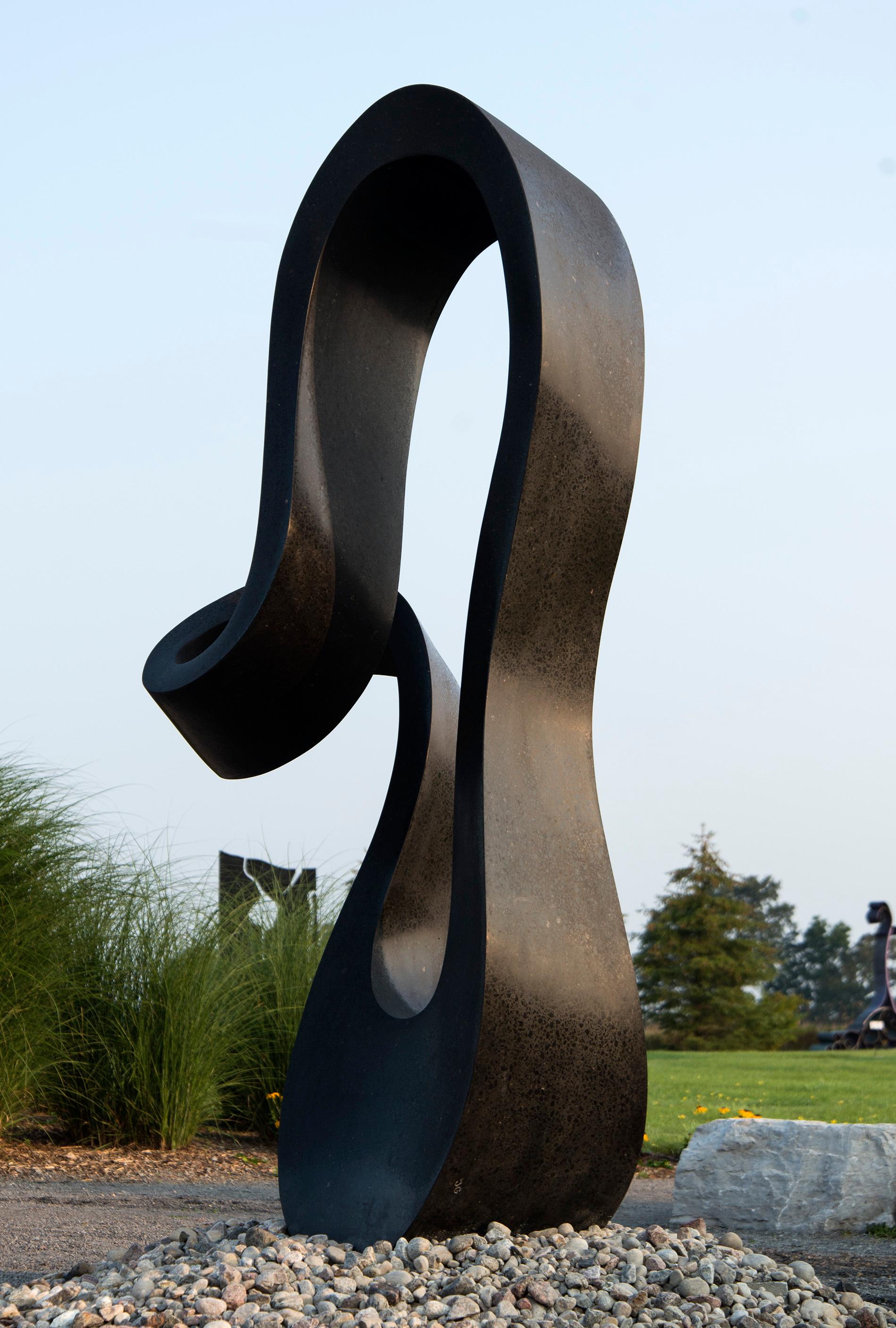 Signature No 5 - large, smooth, black granite, outdoor, abstract, sculpture For Sale 1