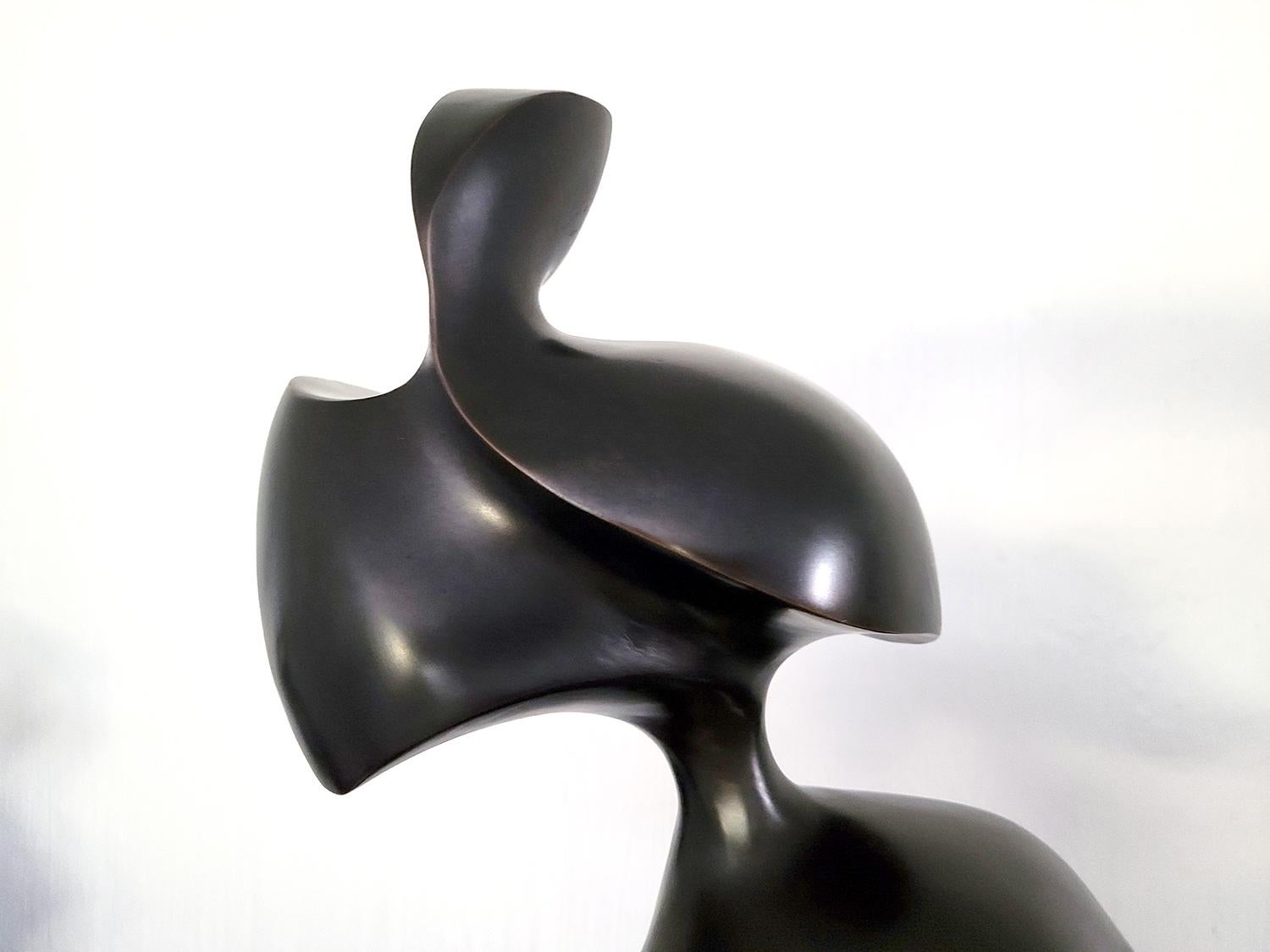 À la fois élégante et classique, cette superbe sculpture est l'œuvre de Jeremy Guy. La forme gracieuse d'une silhouette féminine  émerge du granit noir. Guy a longtemps été influencé par les célèbres sculpteurs britanniques Henry Moore et Barbara