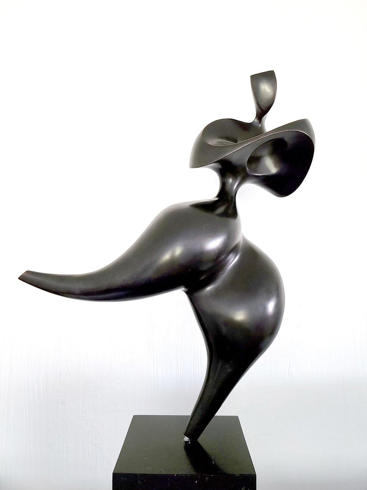 Jeremy Guy Abstract Sculpture - Solstice Dark Bronze Ed 1/12 - elegant, female, figurative, bronze sculpture