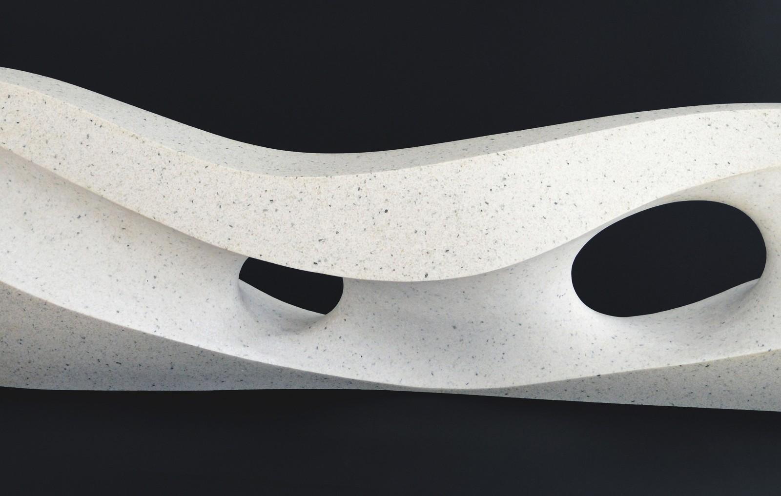 White Water - long, smooth, abstracted, engineered white marble sculpture - Abstract Sculpture by Jeremy Guy