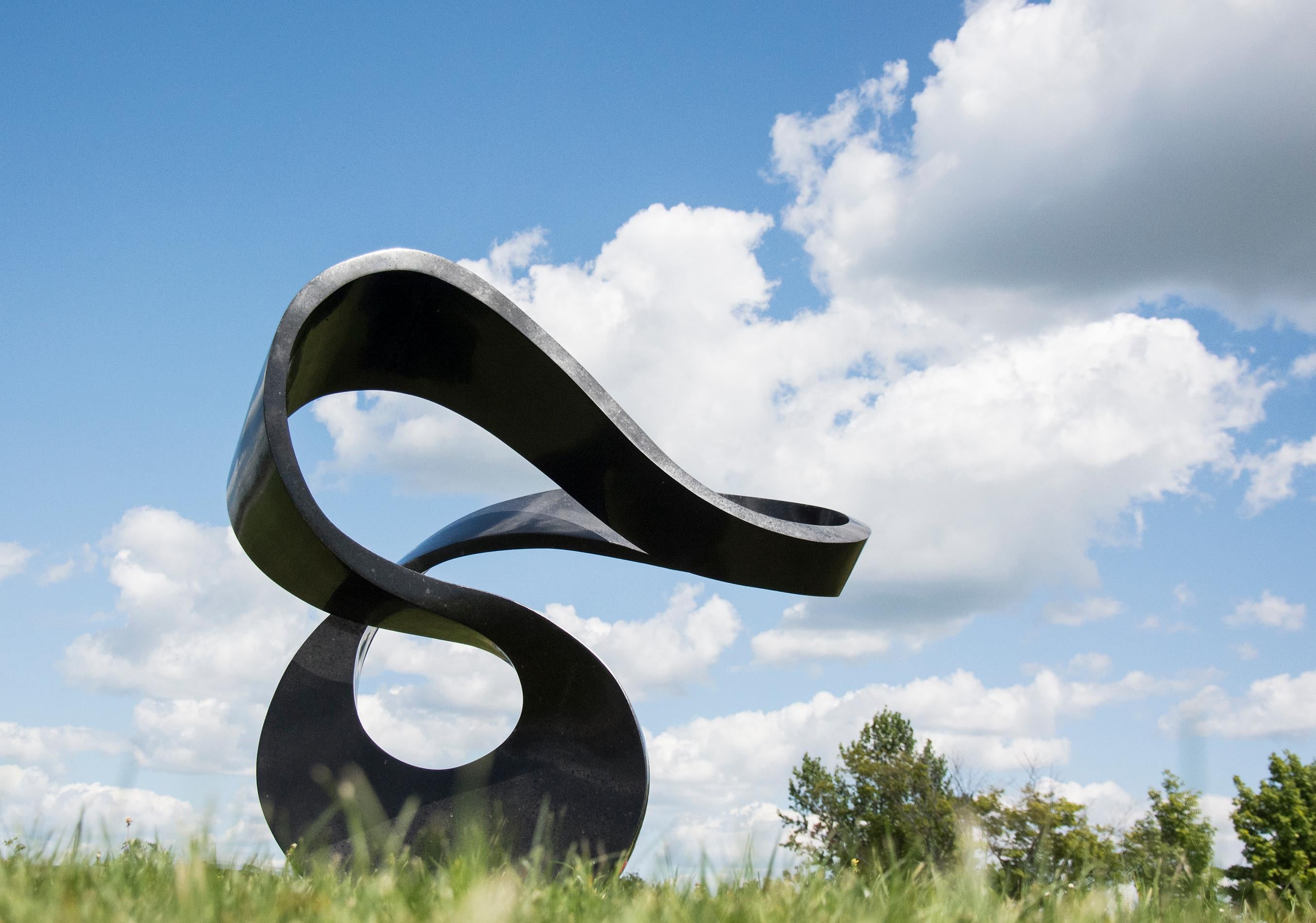 This sculpture is number 10 out of 50 and can be purchased on a commission basis, please allow 8 - 12 weeks before shipping. The sculpture weighs approximately 970 lbs and has a steel substructure for installation.

Smooth-surfaced, black granite,
