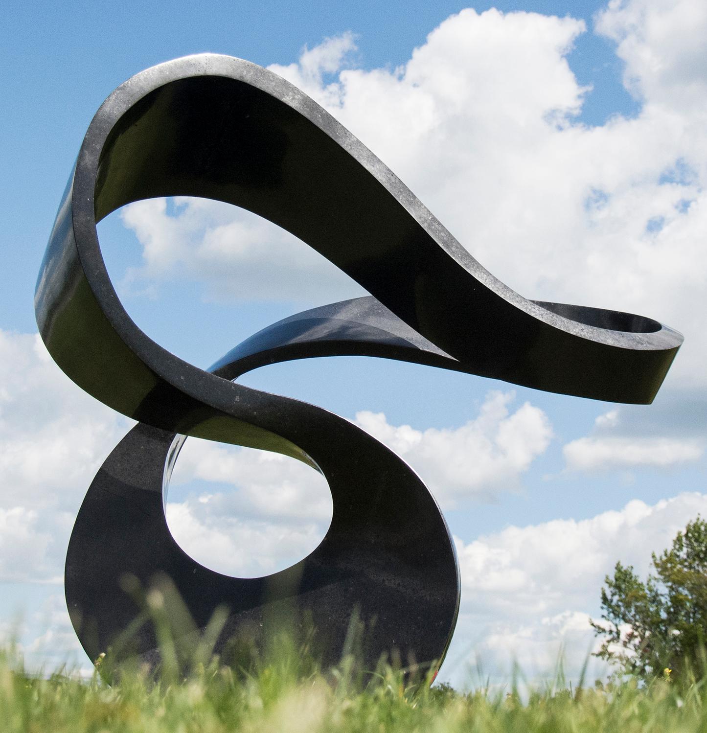 Zephyr 10/50 - large scale, smooth, black, granite, outdoor, abstract sculpture For Sale 1