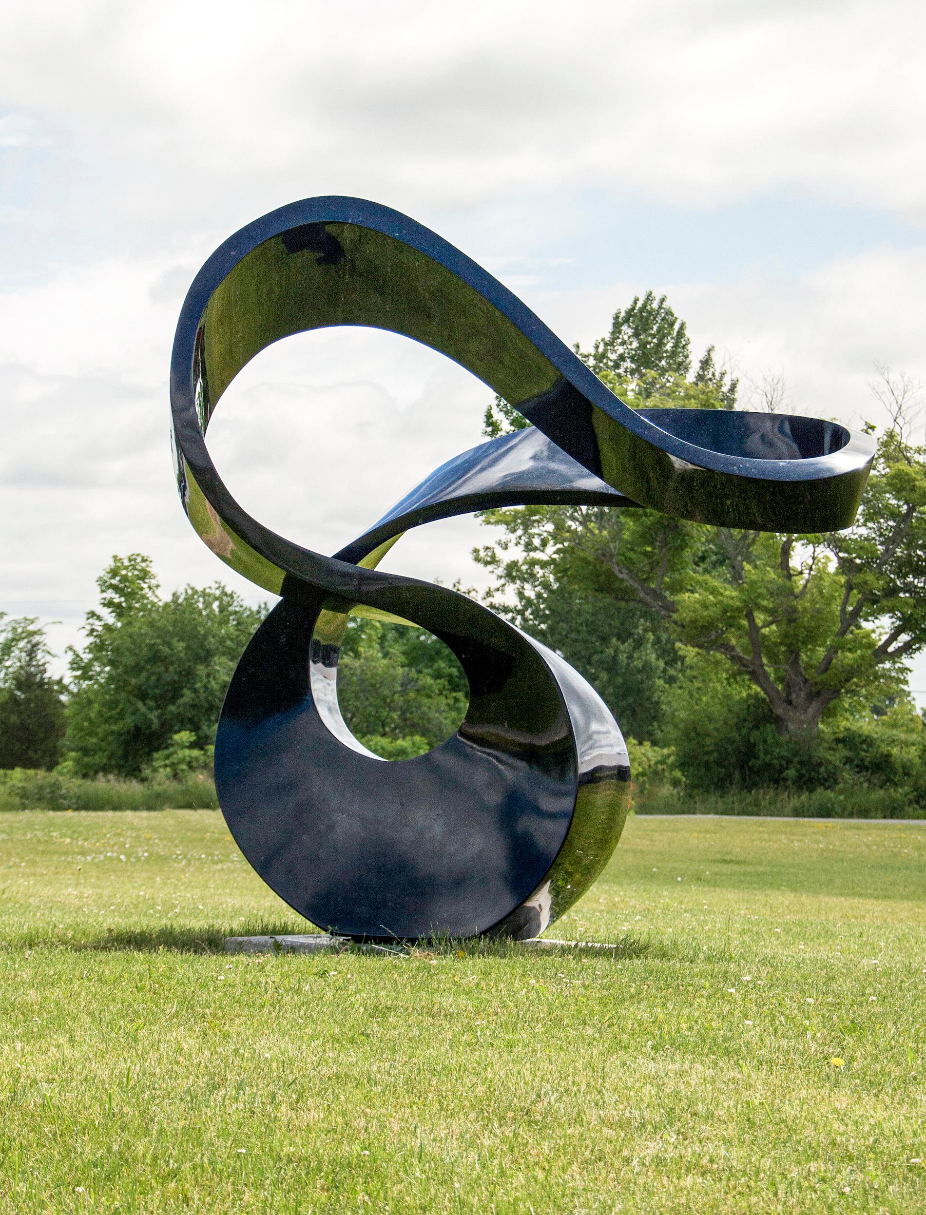 Zephyr 10/50 - large scale, smooth, black, granite, outdoor, abstract sculpture For Sale 2