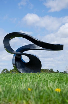 Zephyr 8/50 - large scale, smooth, black, granite, outdoor, abstract sculpture