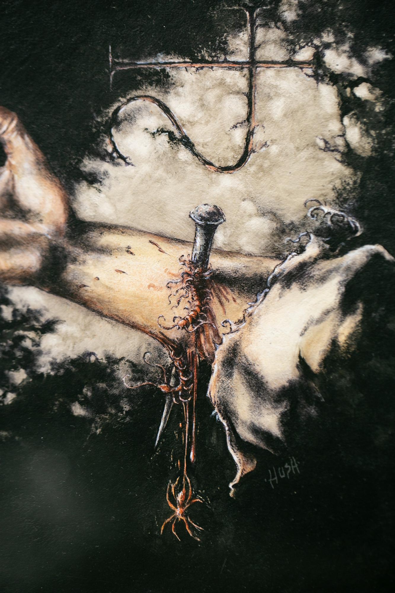 « La marque d'Eibon », peinture figurative, acrylique, aquarelle, encre, main, bras - Contemporain Art par Jeremy Hush