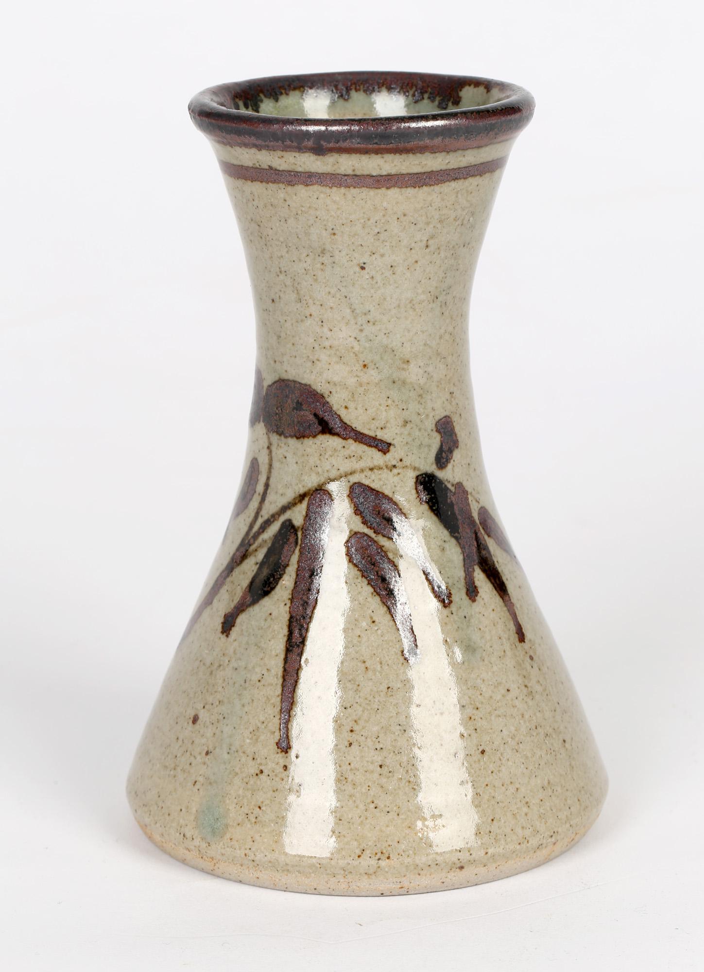 Hand-Crafted Jeremy Leach & Robert Tinnyunt Lowerdown Pottery Tenmoku Pattern Studio Vase