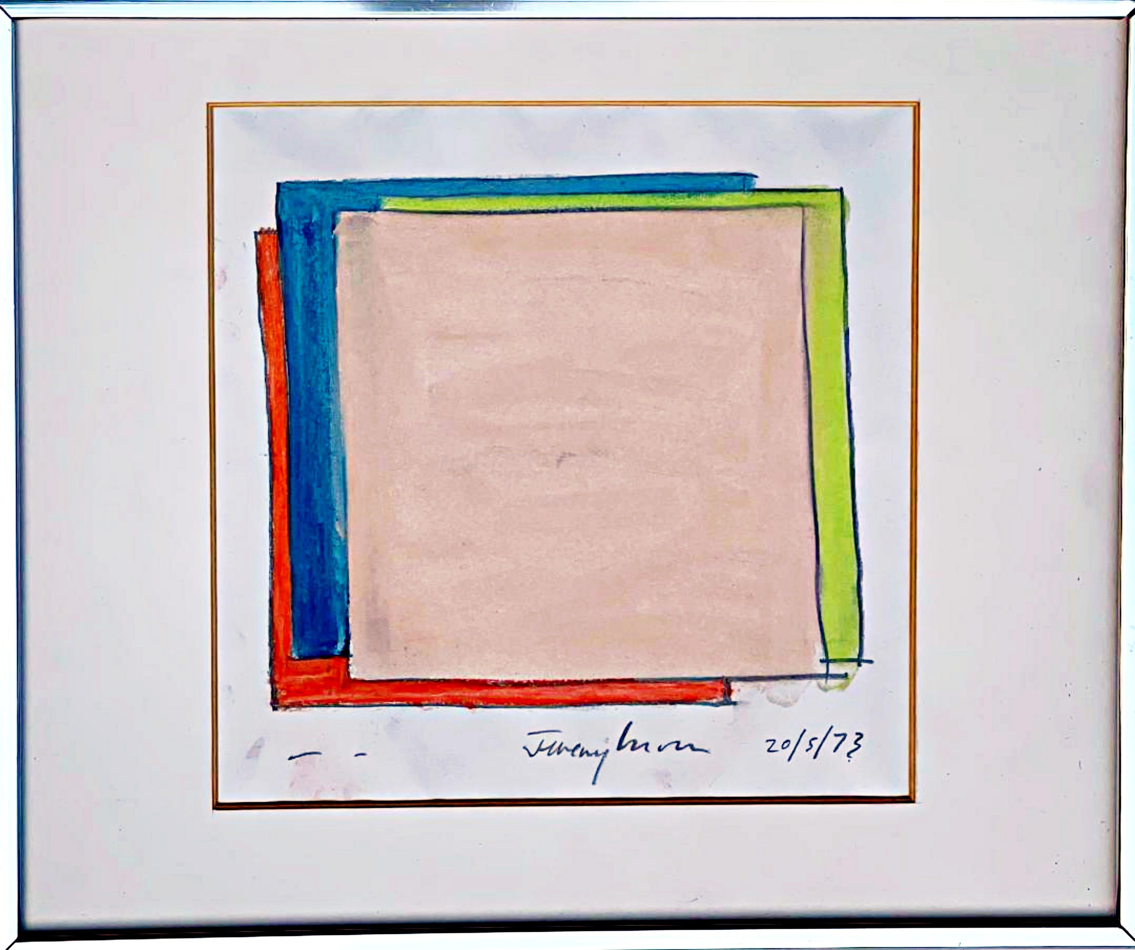Jeremy Moon Abstract Painting - Unique signed pastel drawing by important British artist, Rowan Gallery UK 1973 