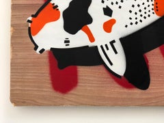 "Red Koi 2" - Vernice spray su Wood