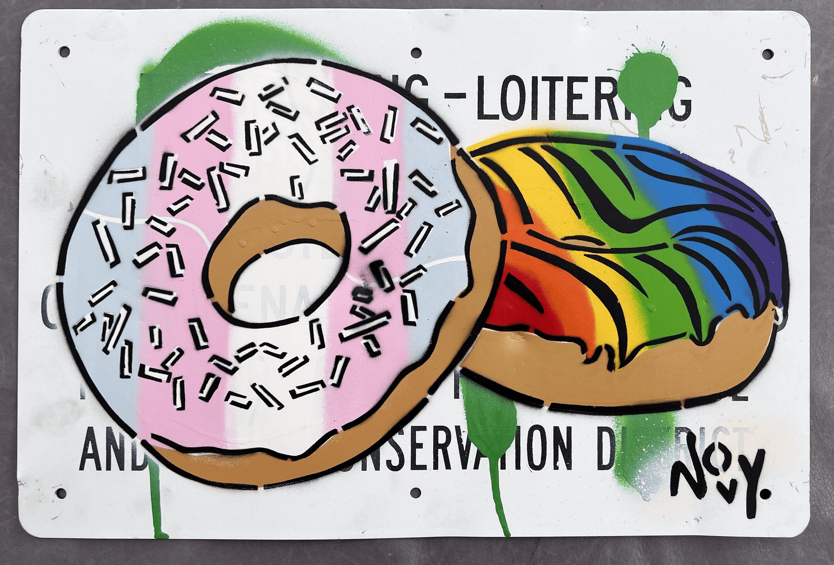 Cooper Do-nuts Riot (LA 1959) - Queer Street Art Cooper Do-nuts Riot LA (Streetart), Painting, von Jeremy Novy