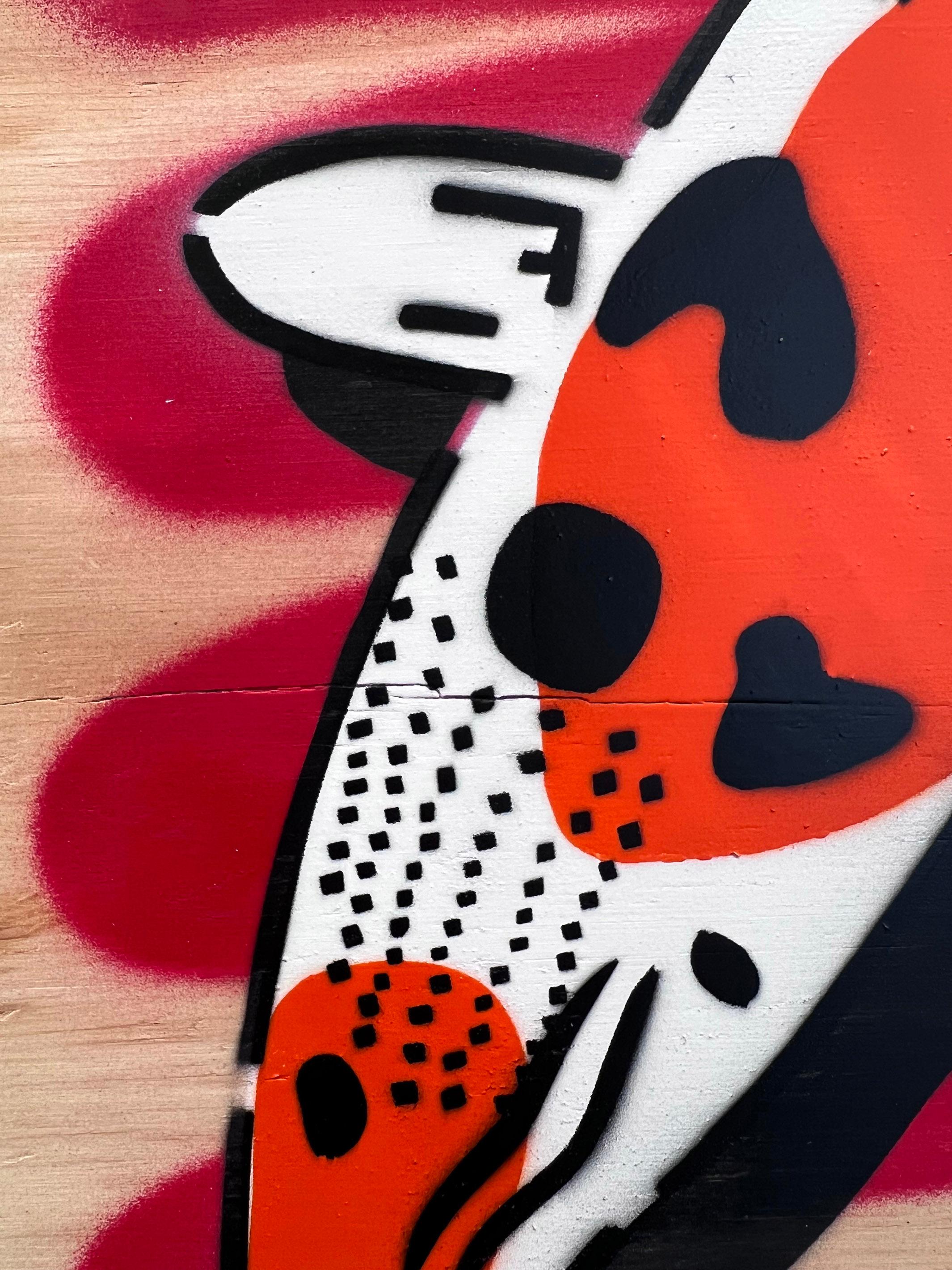 Love 1 - Koi Red Stencil Art - Street Art Painting by Jeremy Novy
