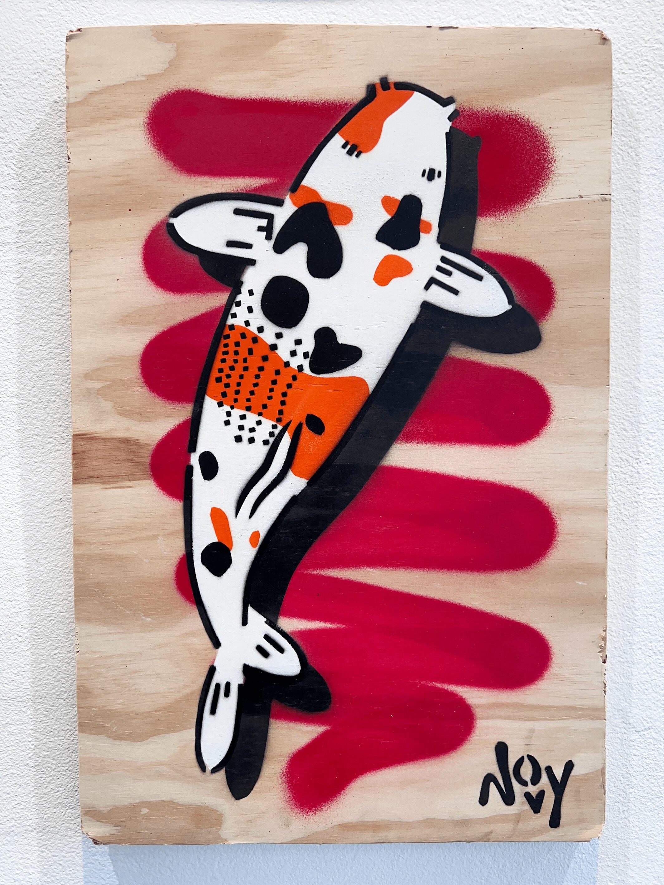 Love 2 - Koi Red Street Art - Painting by Jeremy Novy