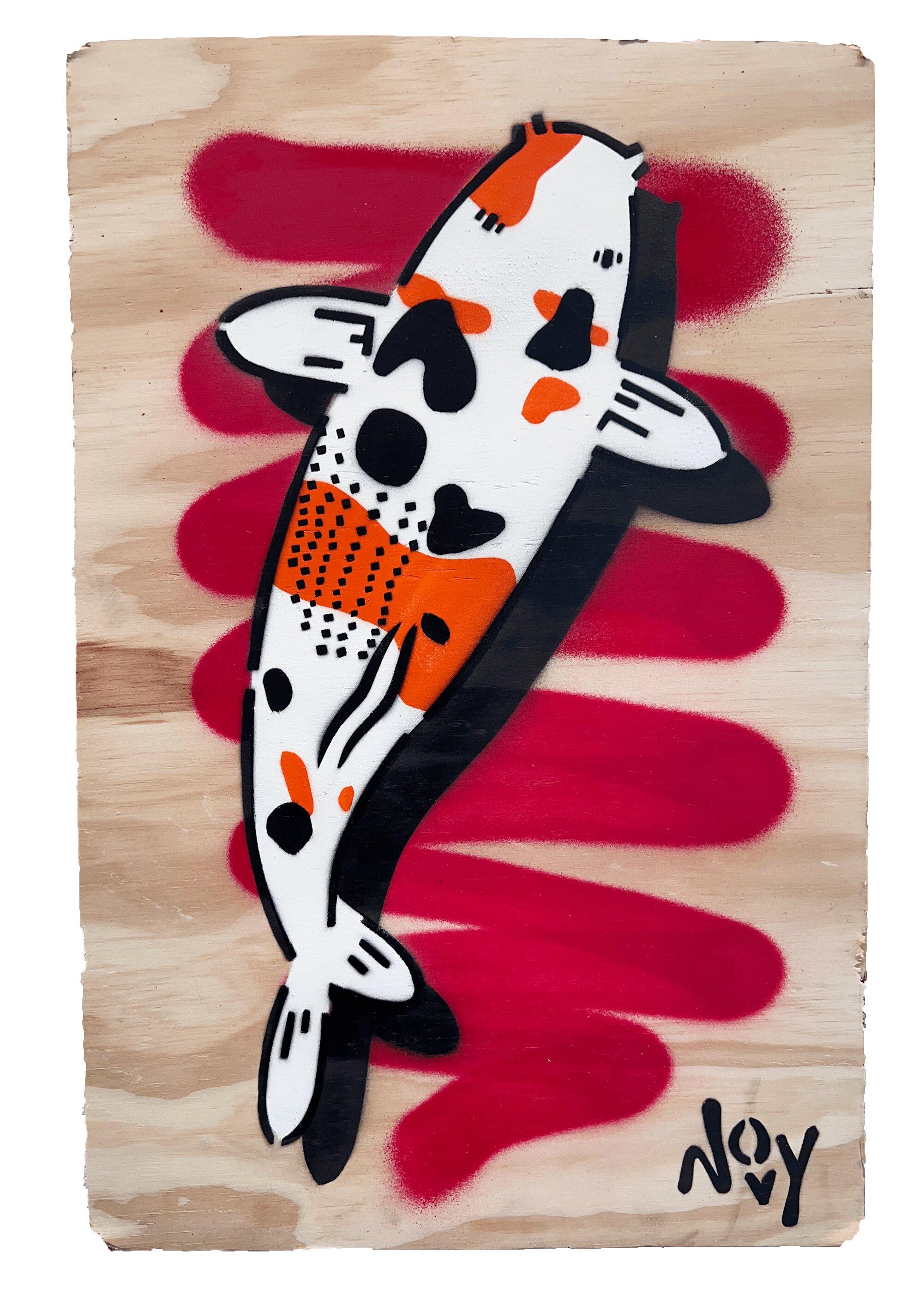 Jeremy Novy Animal Painting - Love 2 - Koi Red Street Art